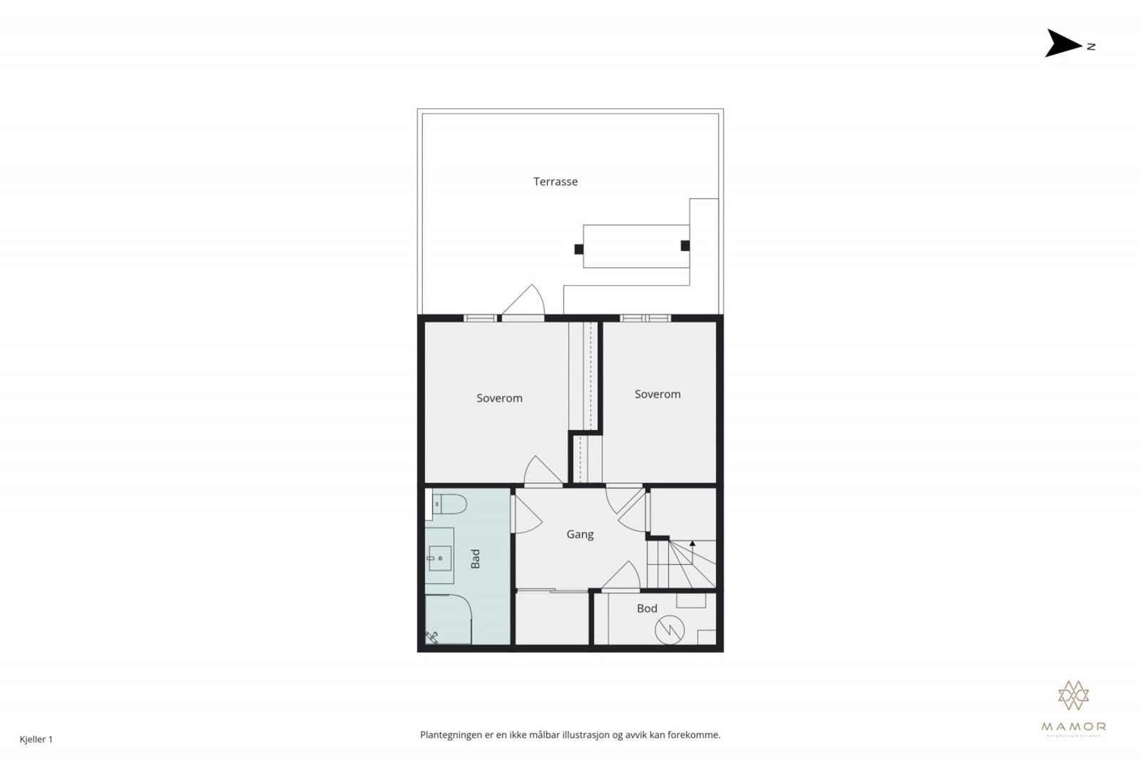 Plantegning boligens underetasje. Galleribilde