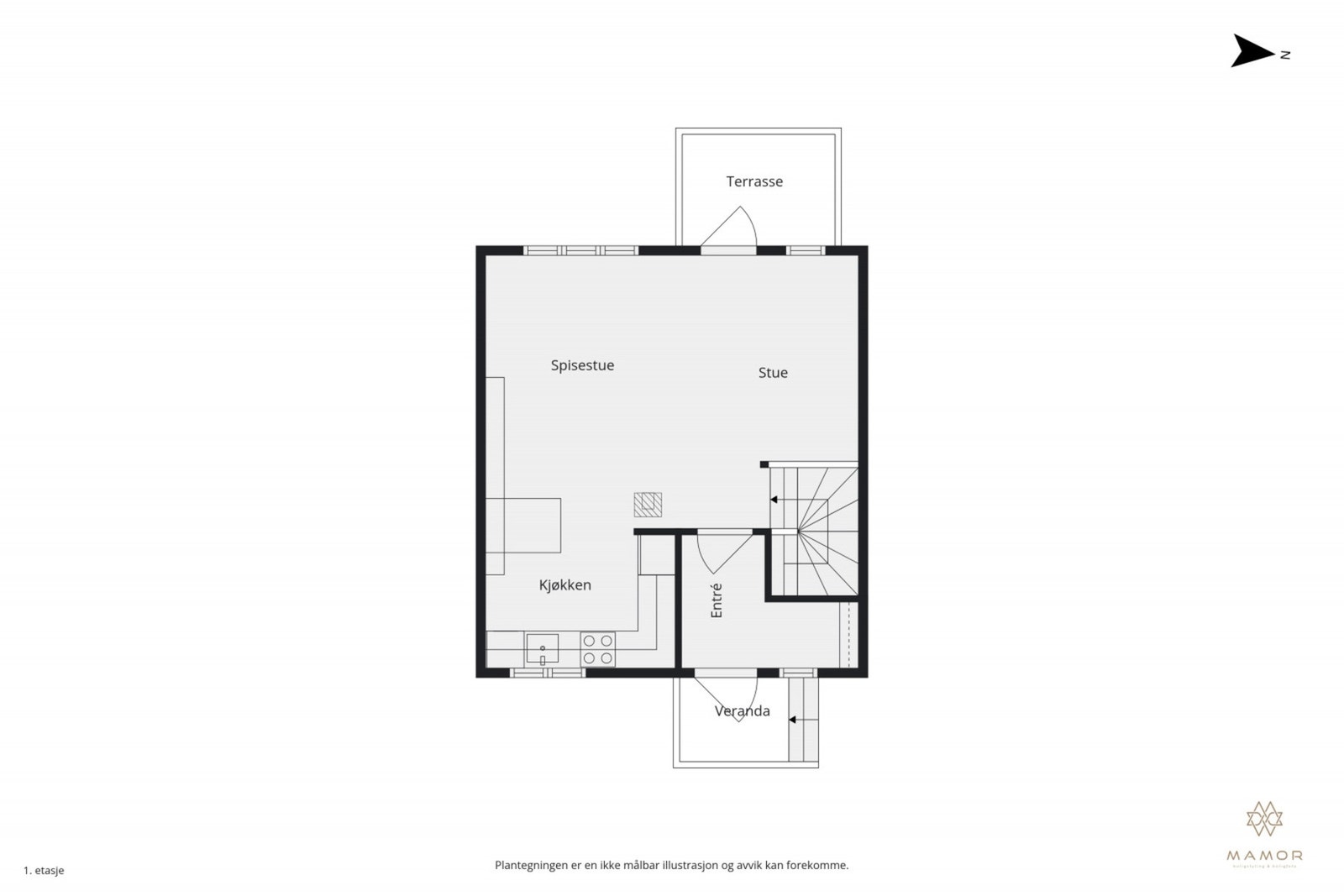 Plantegning boligens hovedetasje. Galleribilde
