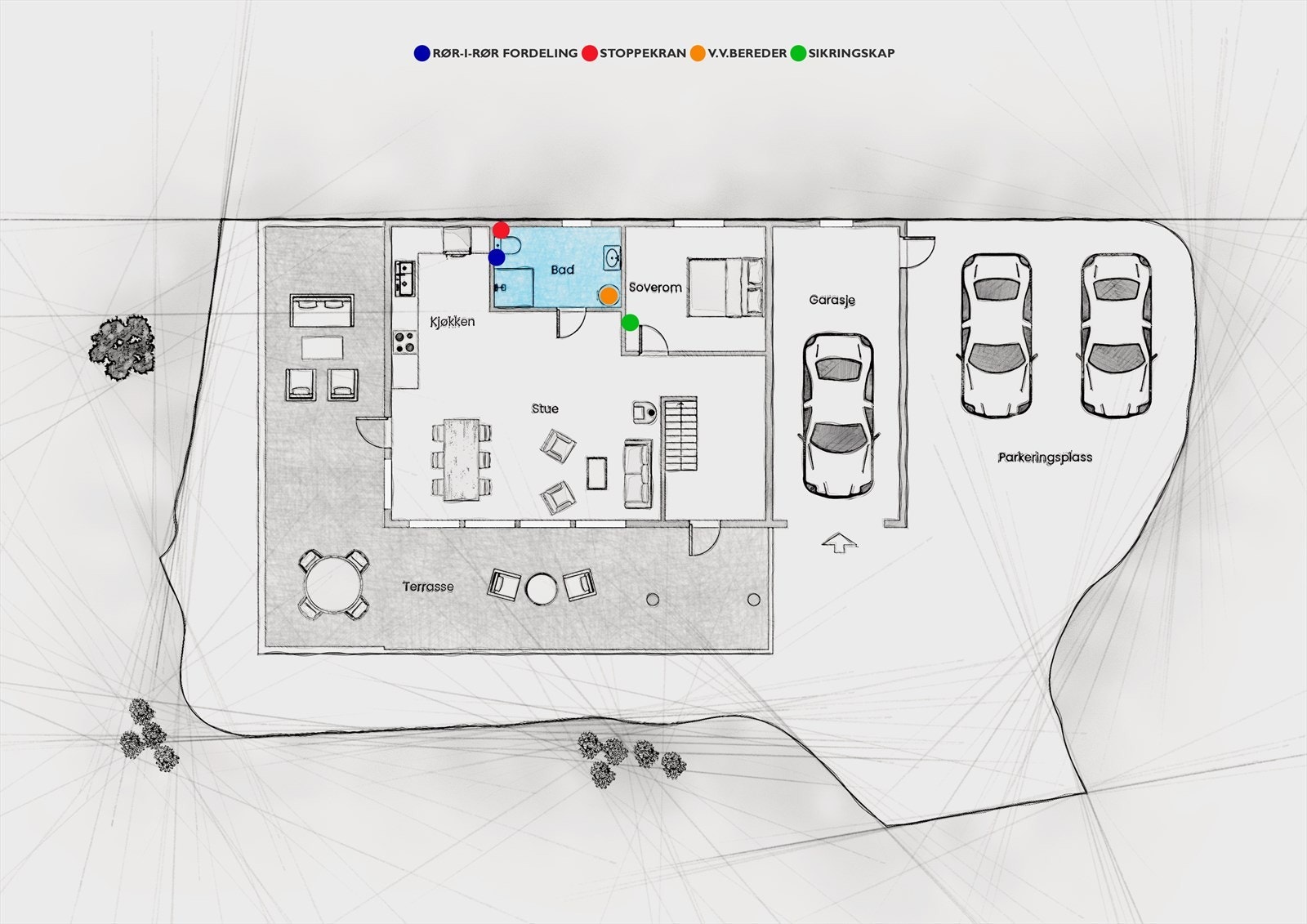 Plantegning 1.etg. Galleribilde