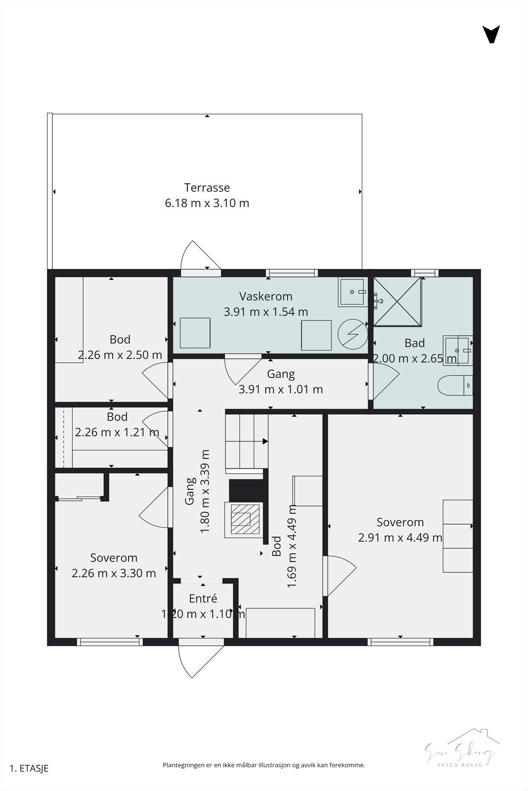 Plantegning i 2D av 1.etg. Galleribilde