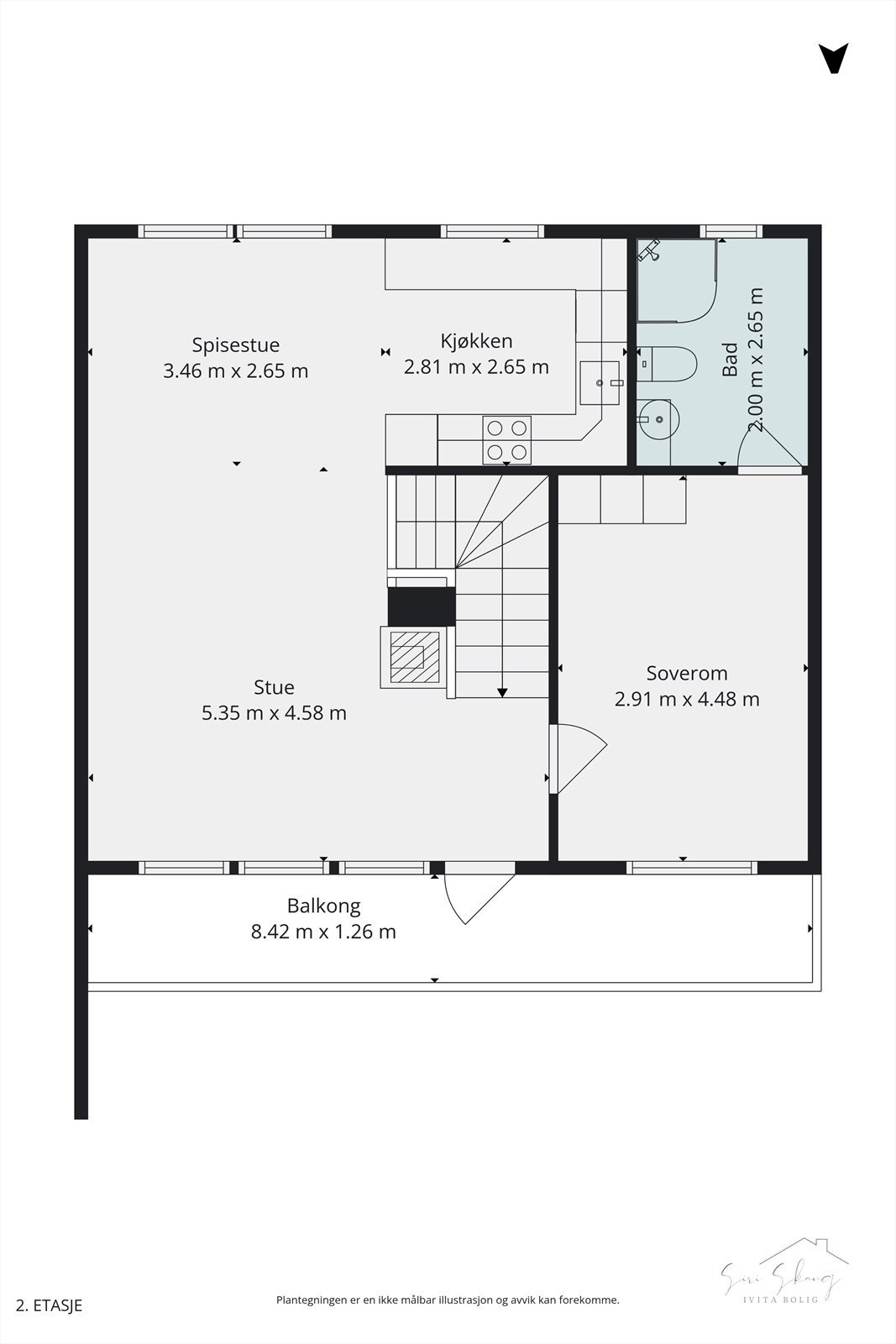 Plantegning i 2D av 2.etg. Galleribilde
