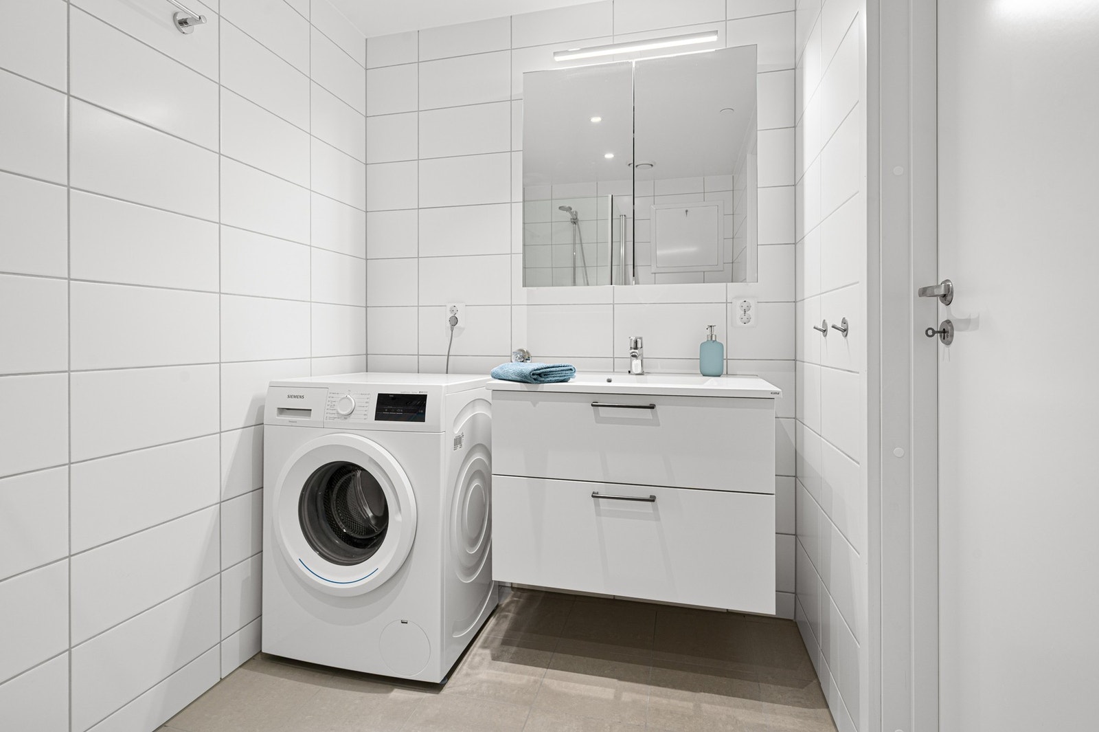 Her har man også kran og avløp for vaskemaskin. Galleribilde