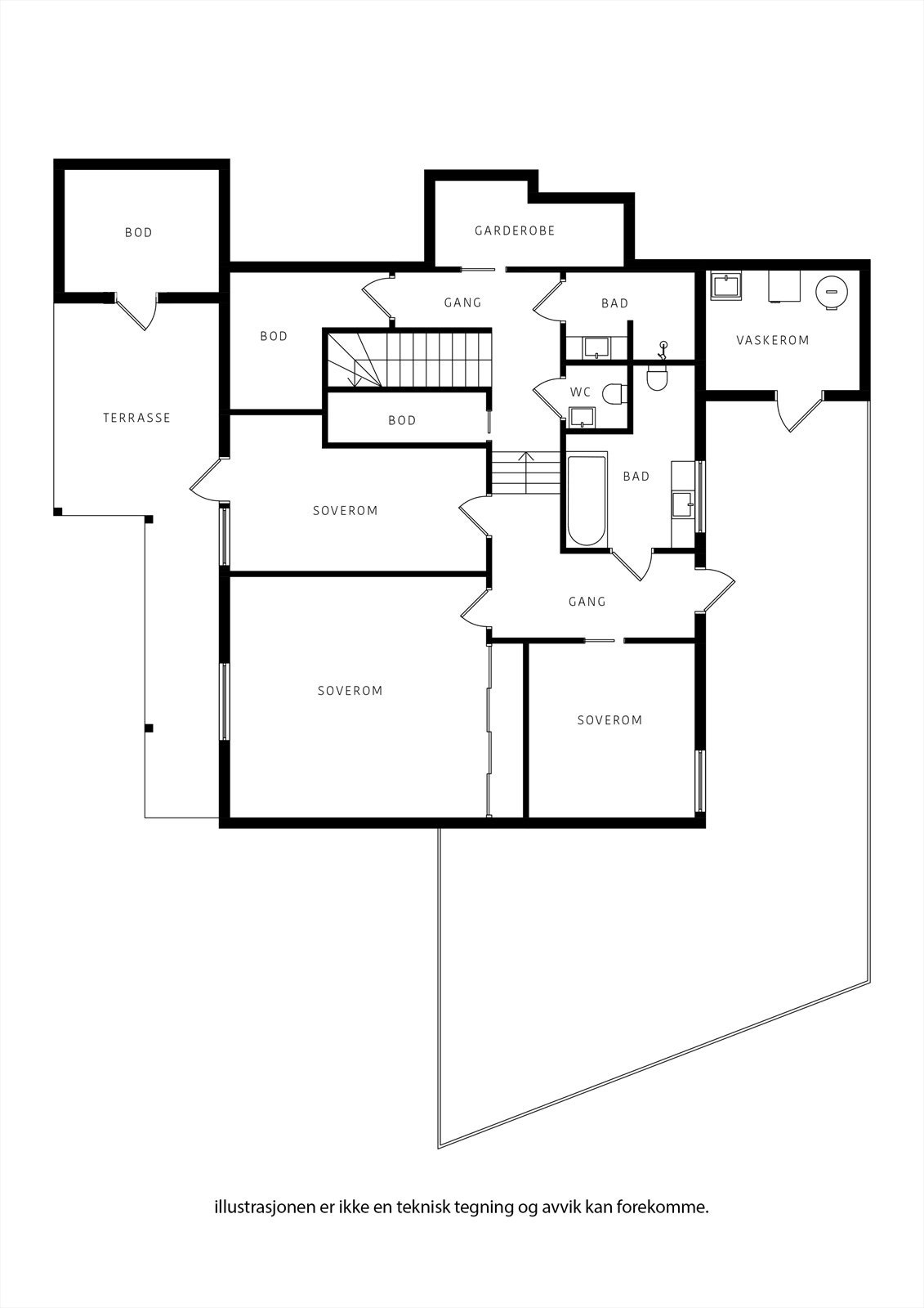 En komplett underetasje med to bad og 3 soverom. Godt med lagring og utg. til bakgård og vaskerom. Galleribilde