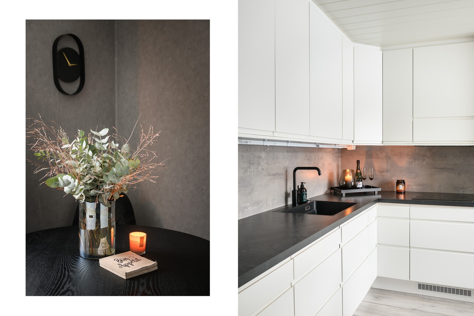 Kjøkkenet ligger sentralt i første etasje, med kort vei til både spiseplass og stue. Galleribilde