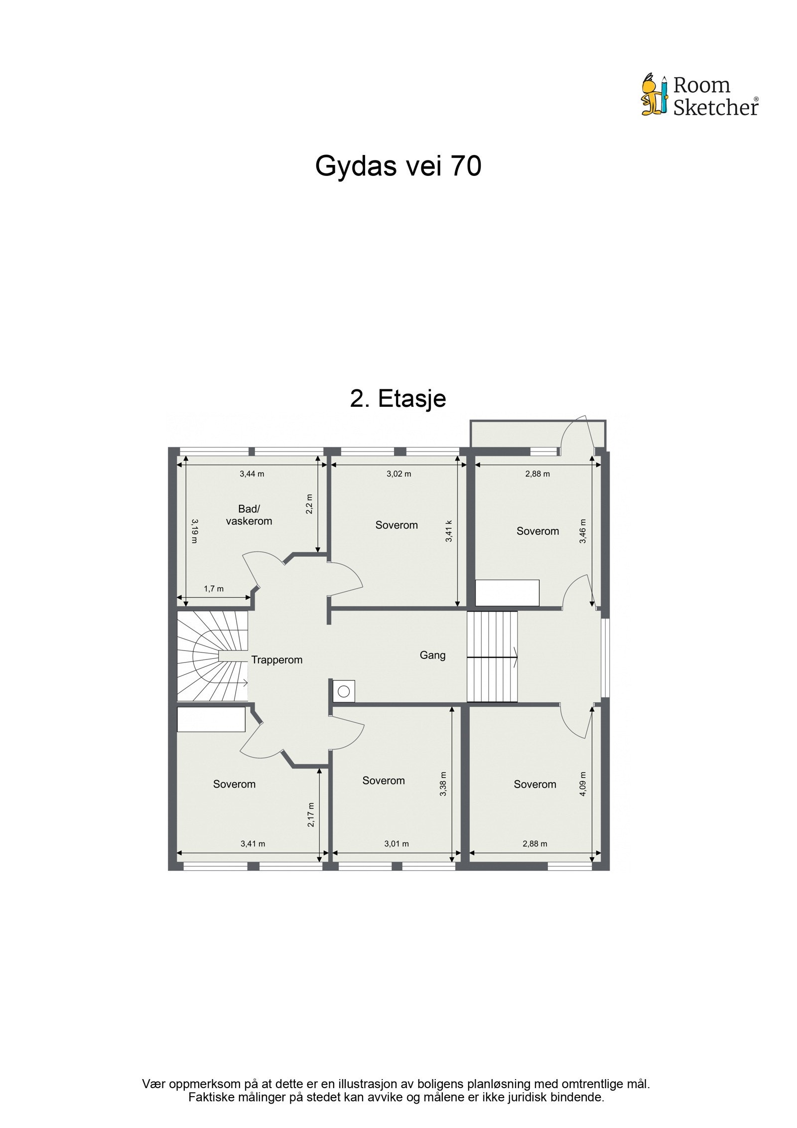 Plantegning andre etasje. Galleribilde
