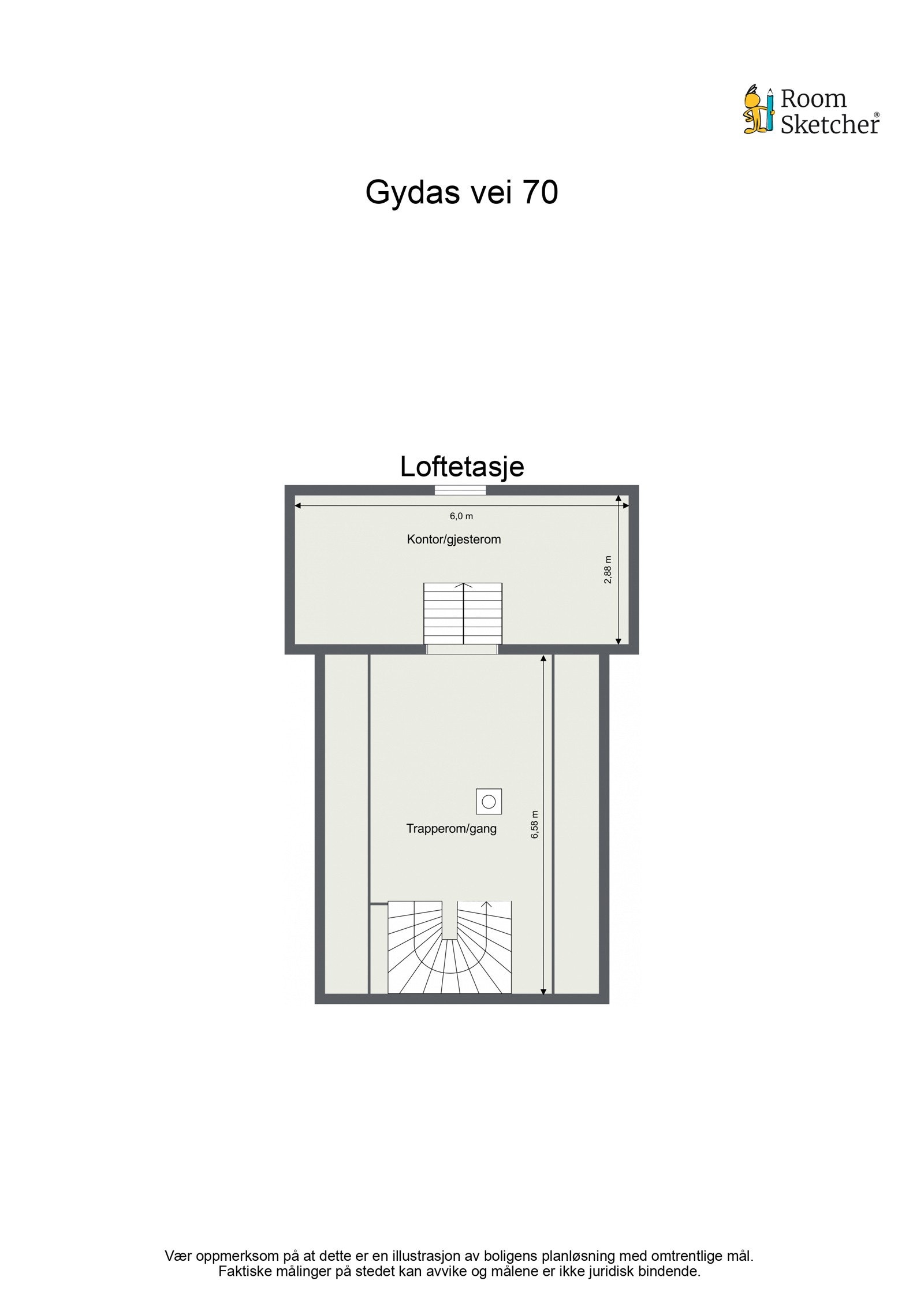 Plantegning loftsetasje. Galleribilde