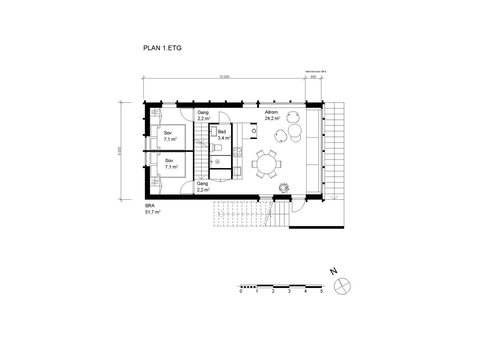 Plantegning 1. etasje på rammesøkt hytte Galleribilde