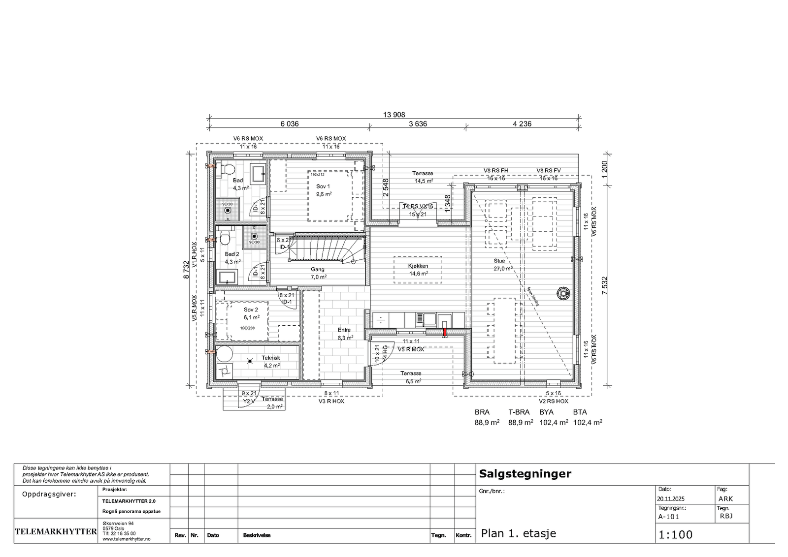 Plantegning hovedplan (se også vedlagte salgstegninger for snitt og fasadetegninger) Galleribilde