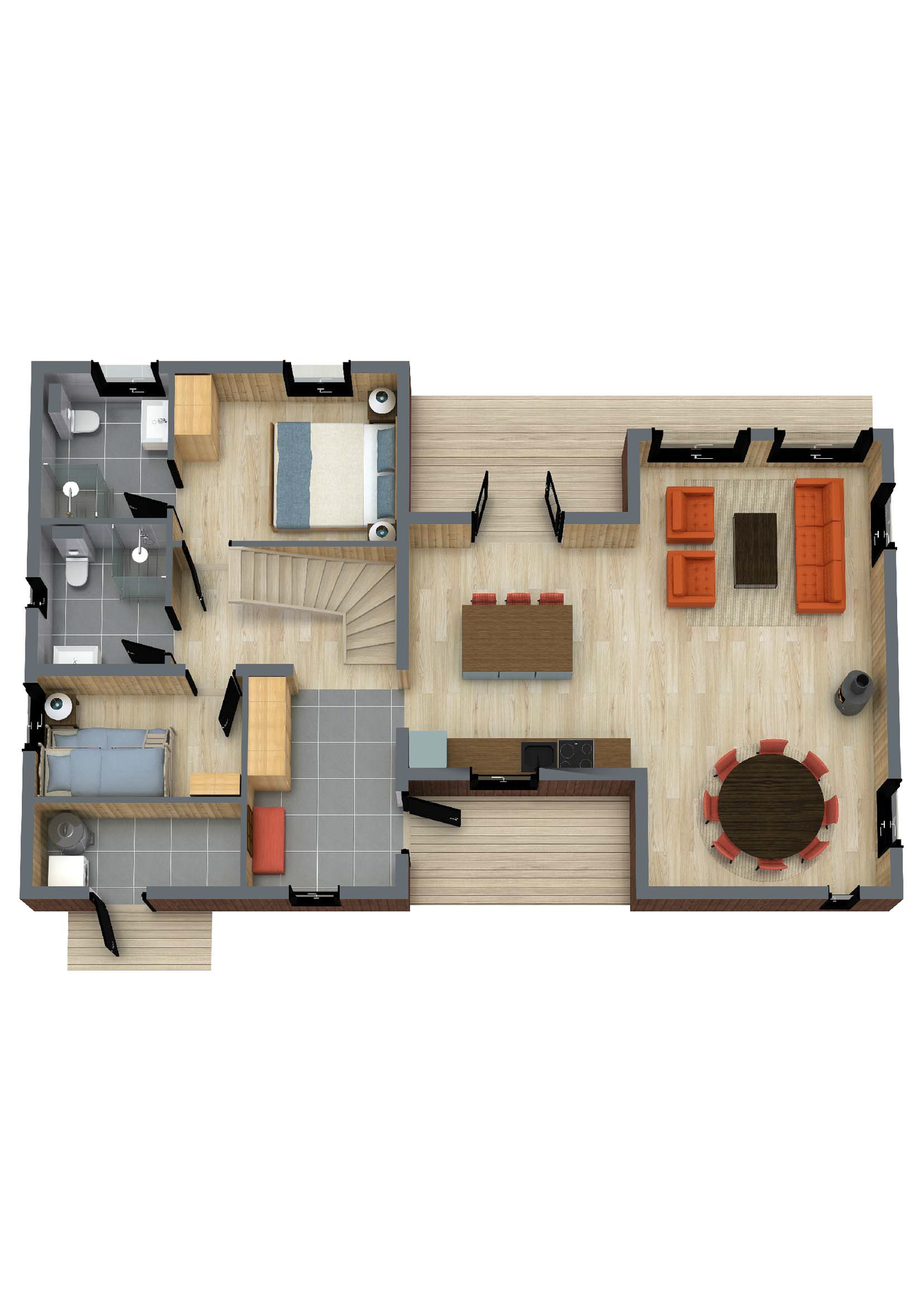 3D illustrasjon med møblering hovedplan Galleribilde