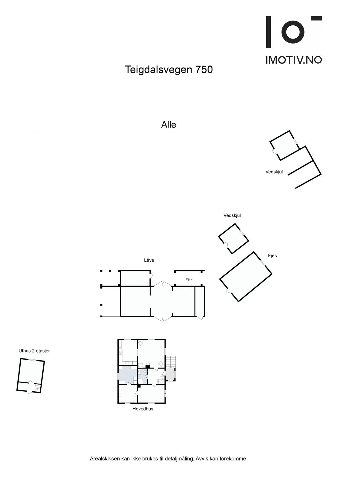 Plantegning. Vedskjul opp i høyre hjørne tilhører nabo. Galleribilde