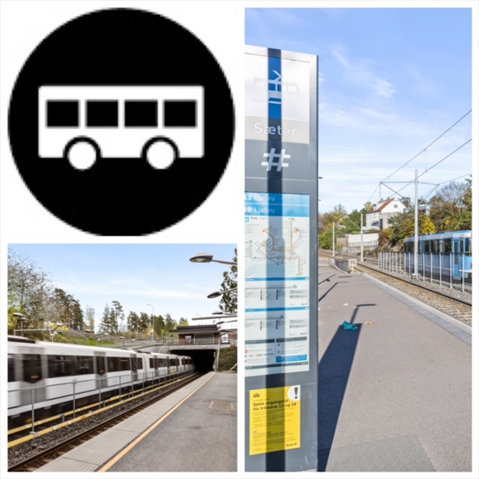 God offentlig kommunikasjon med kort vei til både trikk på Sæter, buss og togstasjon. Galleribilde