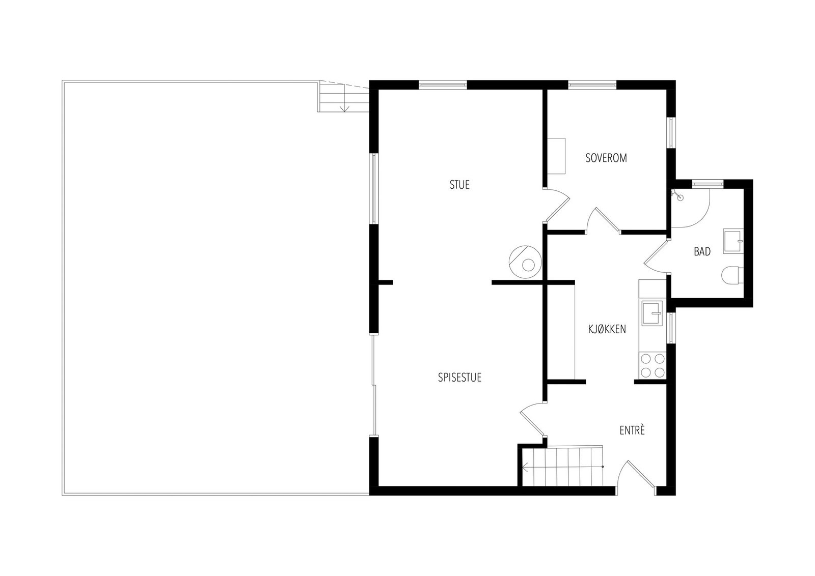 2D plantegning 1. etasje Galleribilde