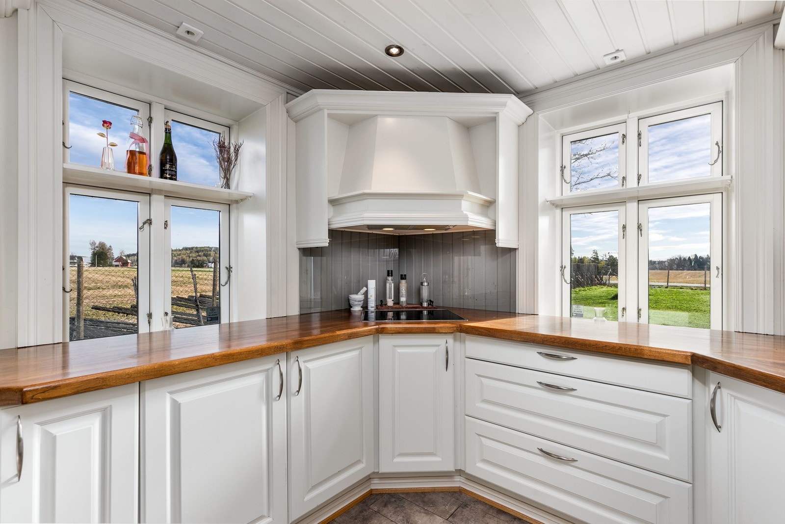 Stekeovn, mikrobølgeovn, platetopp, kjøl/frys og oppvaskmaskin er integrert i innredningen Galleribilde