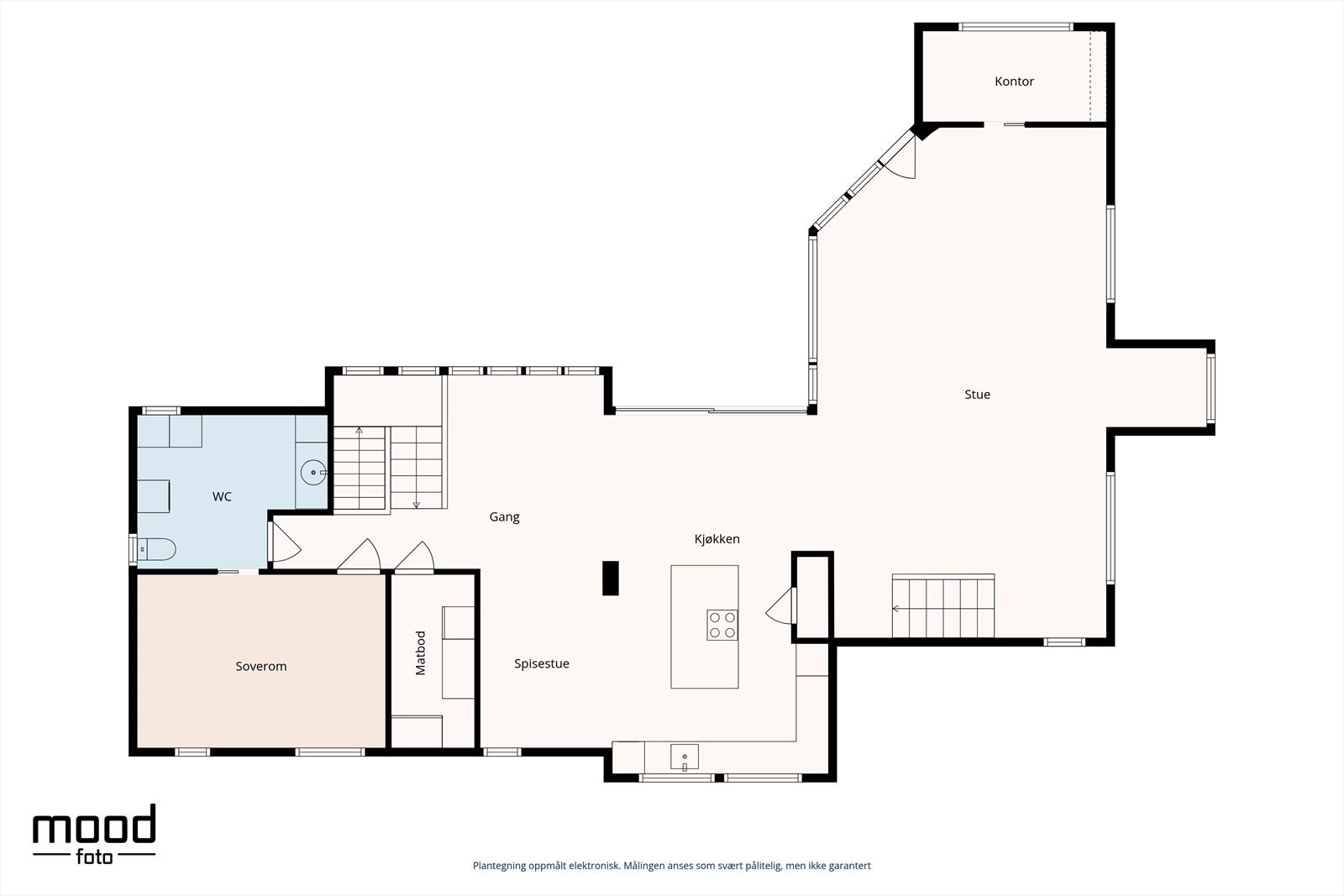 Plantegning viser hoveddelens 1.etg Galleribilde