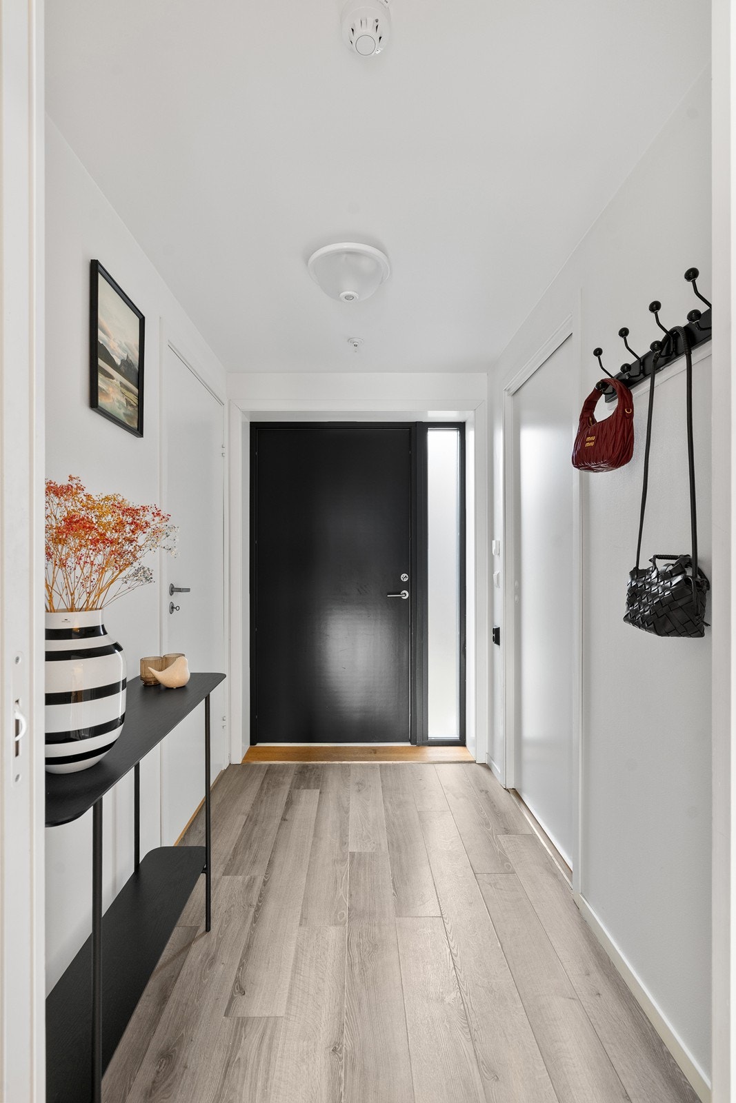 Velkommen hjem - lys gang med enkel adkomst til leilighetens rom. Galleribilde