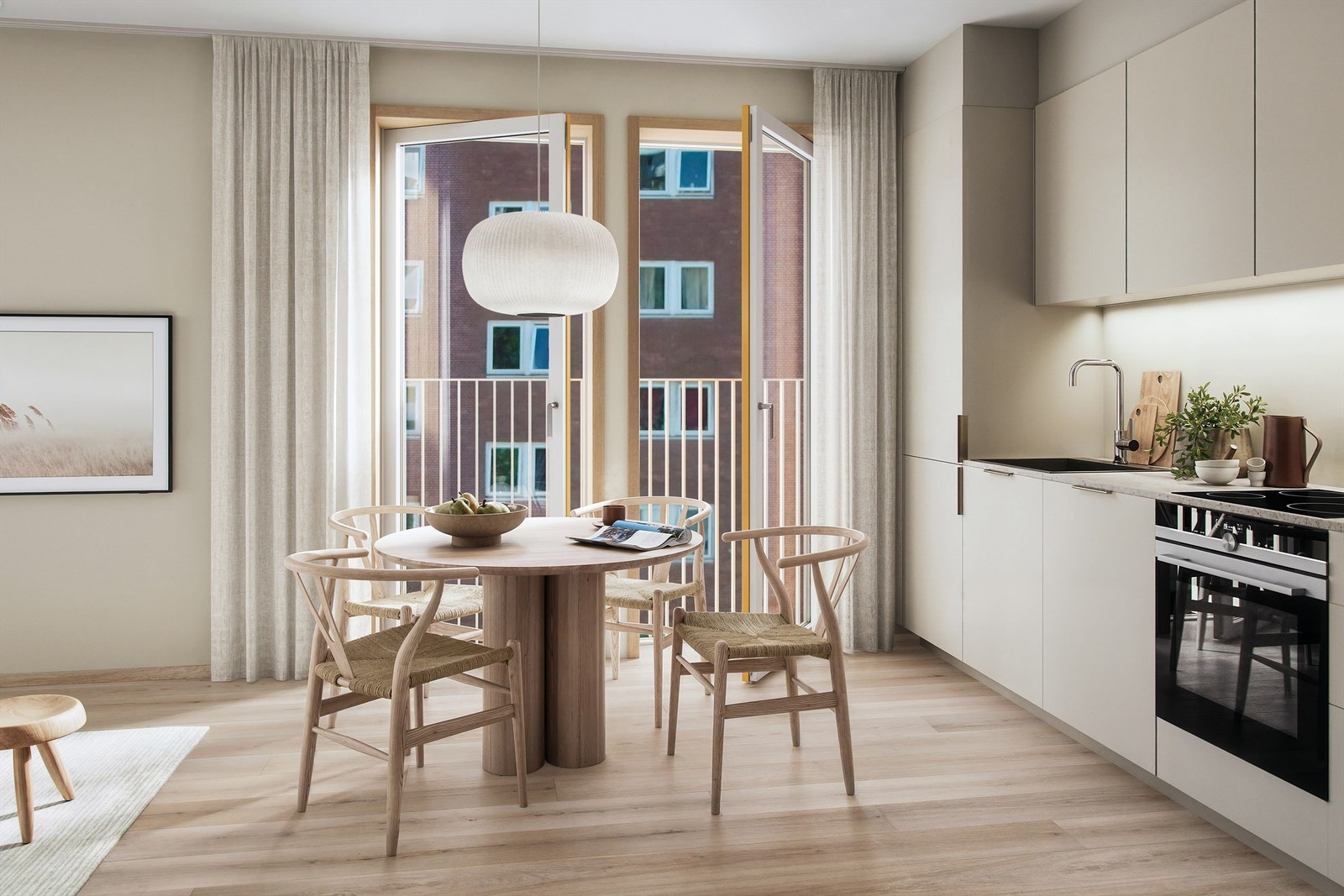 Det blir franske balkonger i alle leilighetene med doble dører som kan åpnes helt.jpg Galleribilde