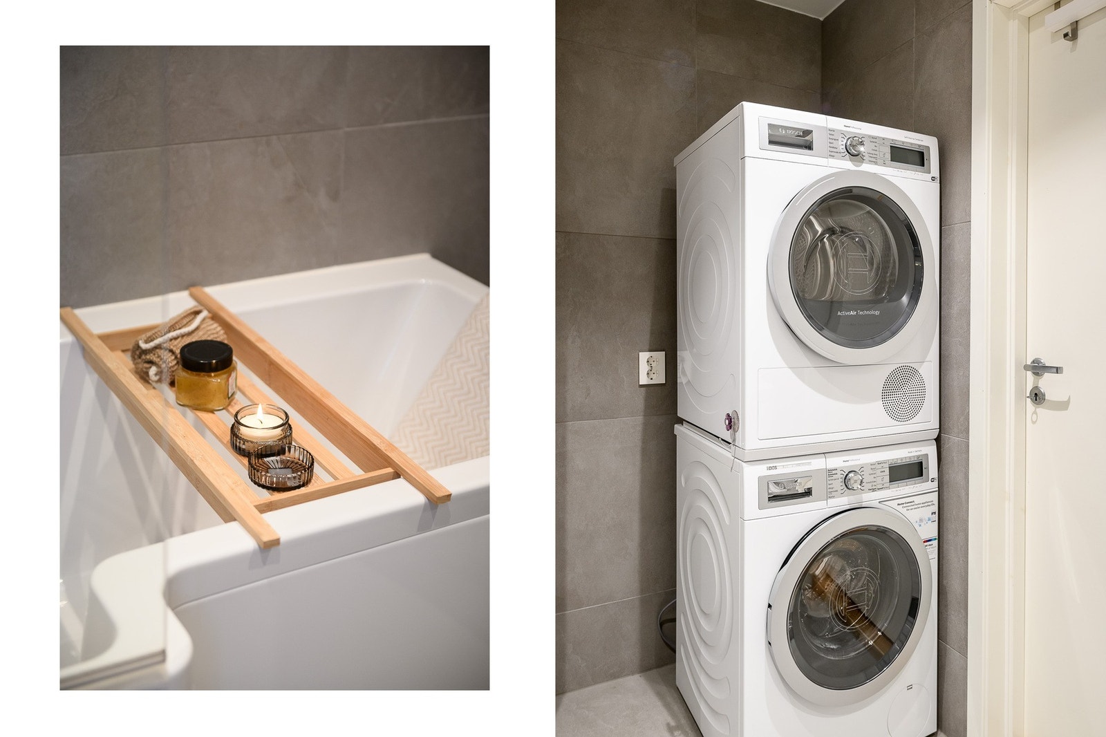 Opplegg for vaskemaskin og tørketrommel gir praktiske løsninger. Galleribilde