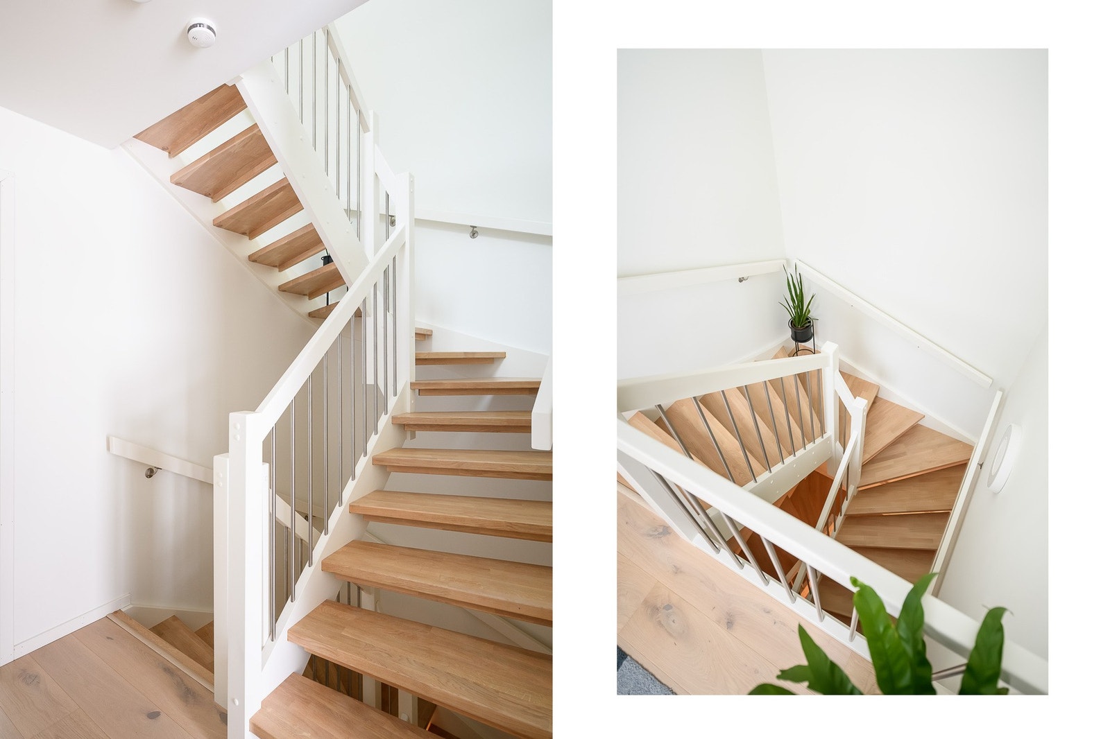 Tretrappene har heltre trinn og malte vanger. Galleribilde