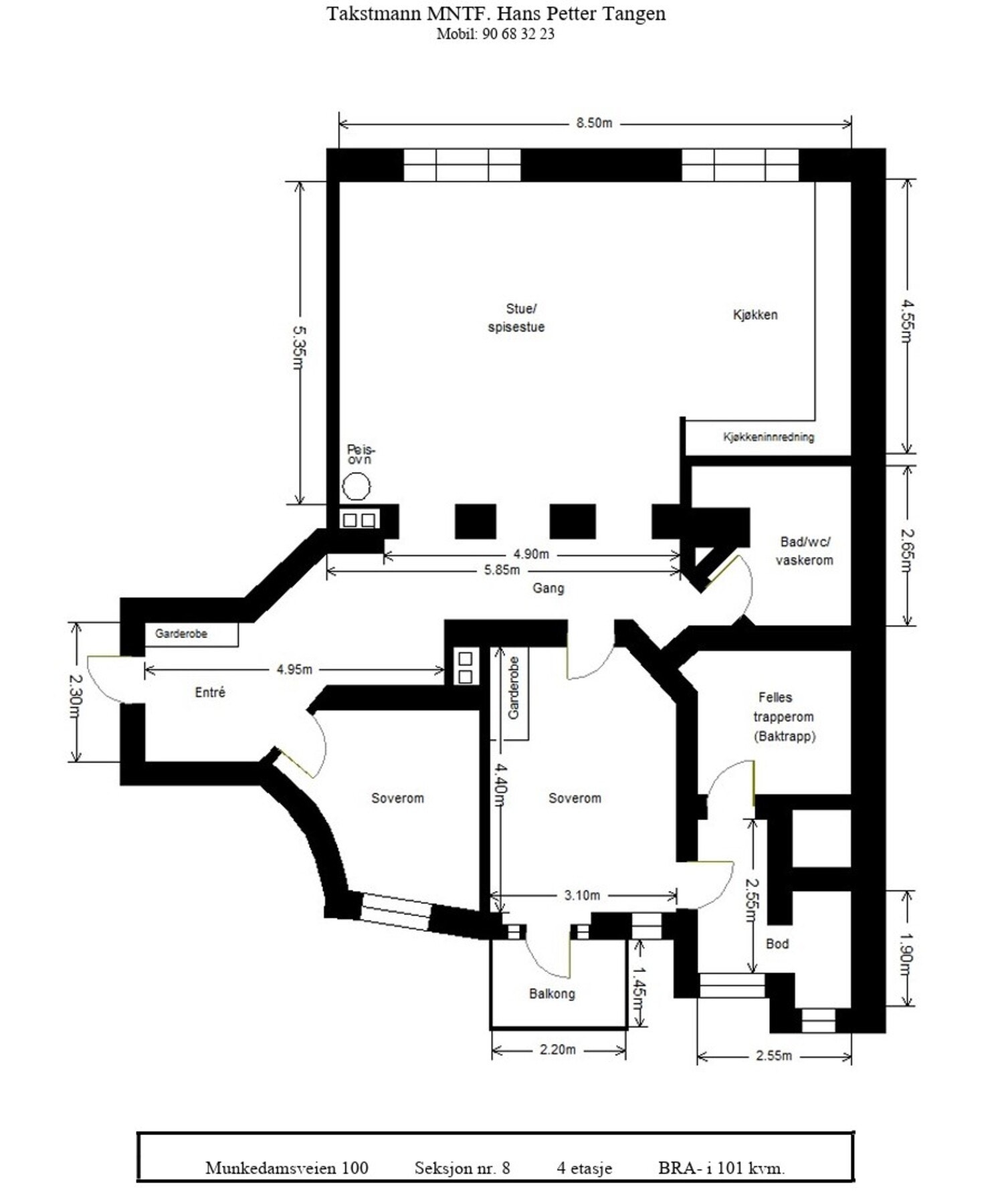 Leiligheten oppleves romslig og har god plass i de sosiale sonene. Galleribilde