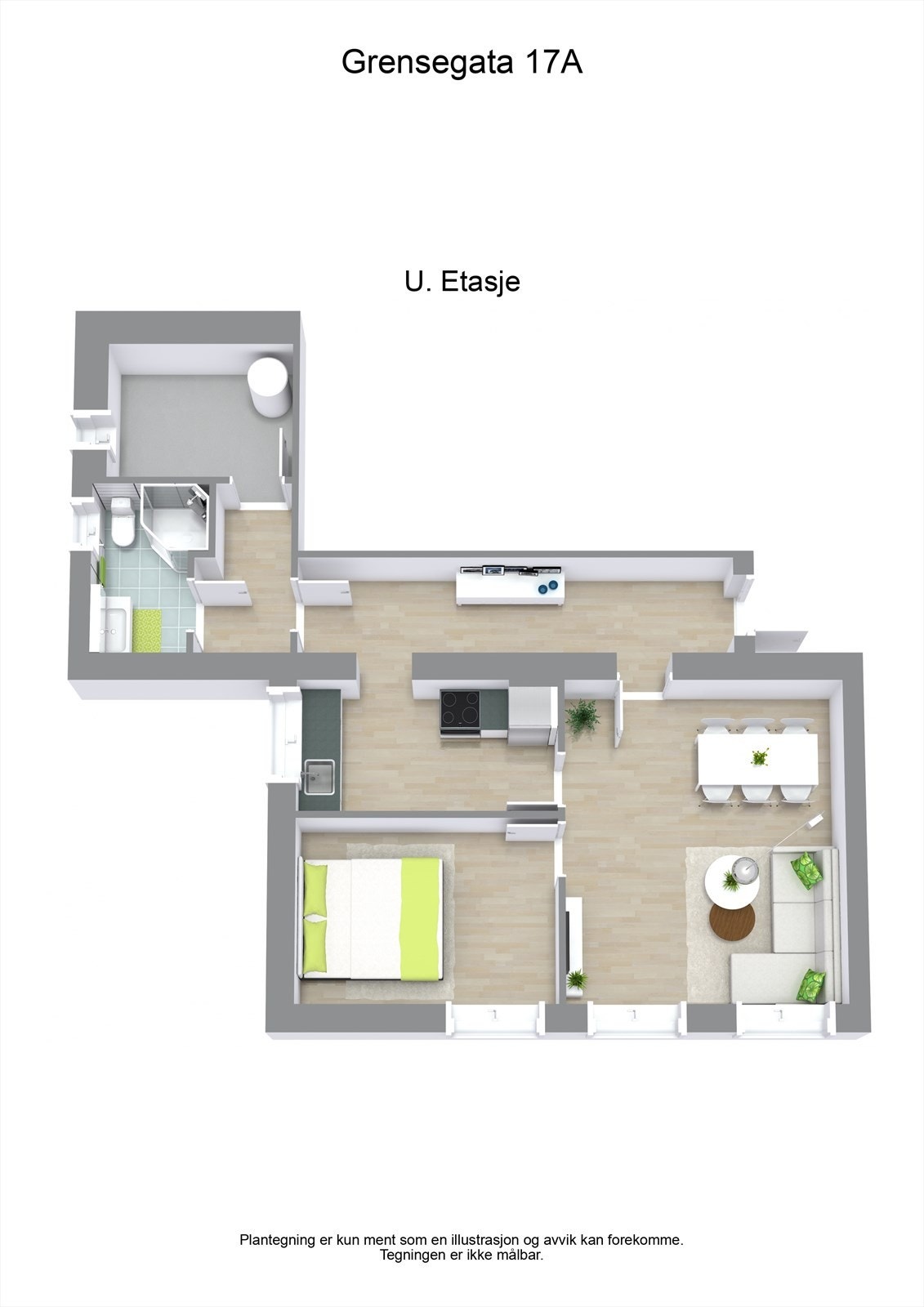 3 D plantegninger underetasje Galleribilde
