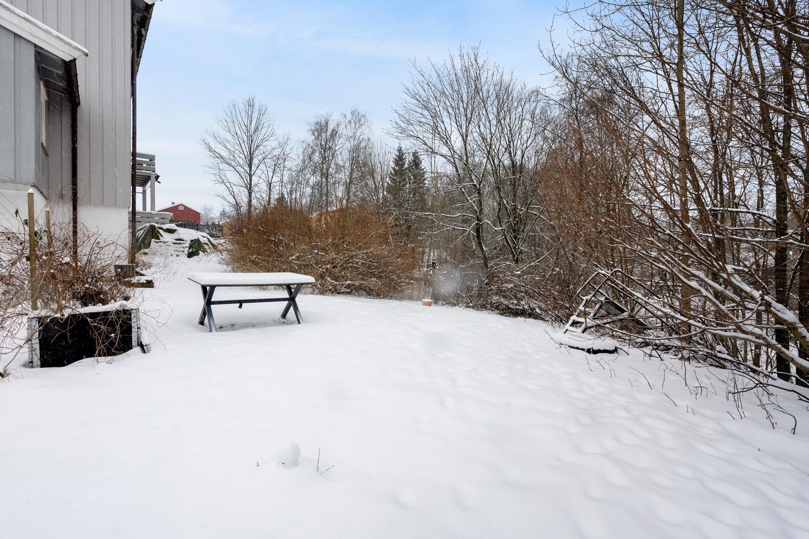 Stor fellestomt som grenser til friområde med gangsti til Sandvika og Hosle. Galleribilde