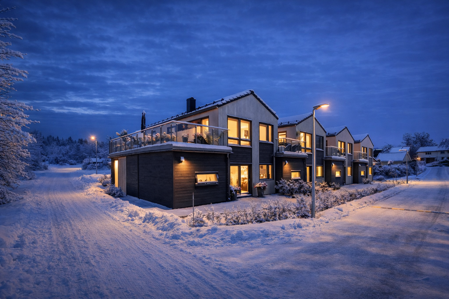 Rekkehusene ble bygd i 2022. Galleribilde