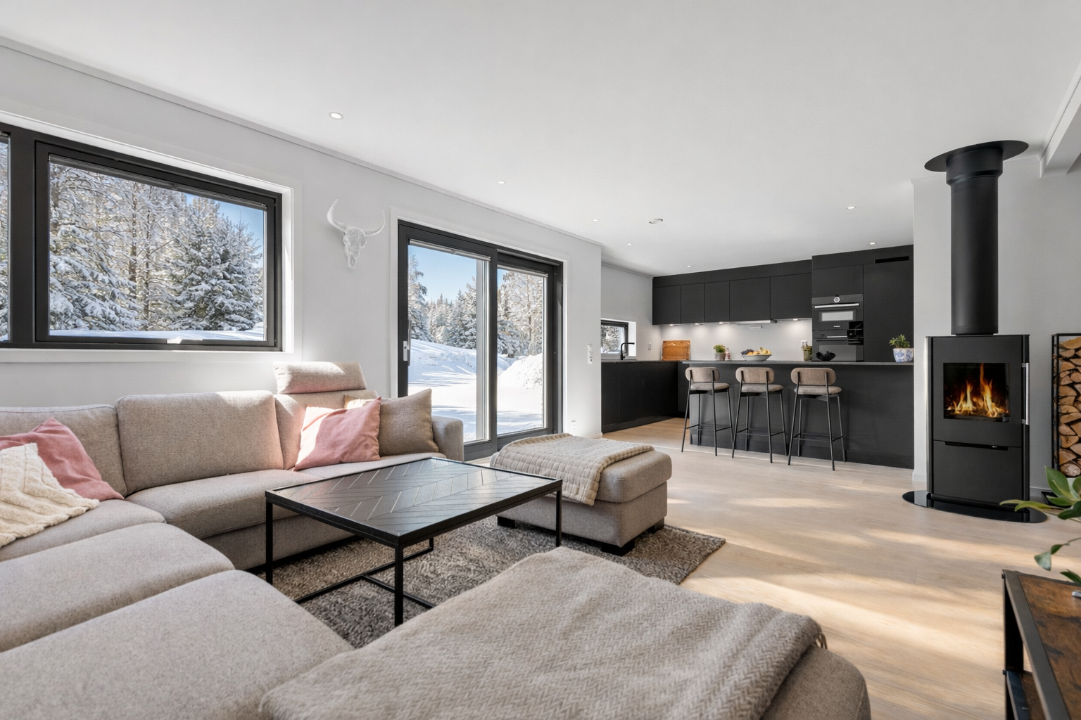 Peisen varmer godt på kalde vinterdager. Galleribilde