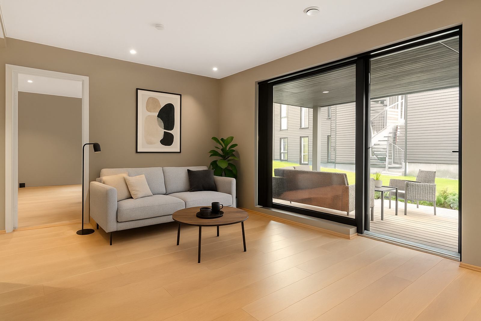 Bildet er digitalt møblert for å illustrere muligheter for møblering og innredning. Boligen selges som den fremstår på visning. Galleribilde