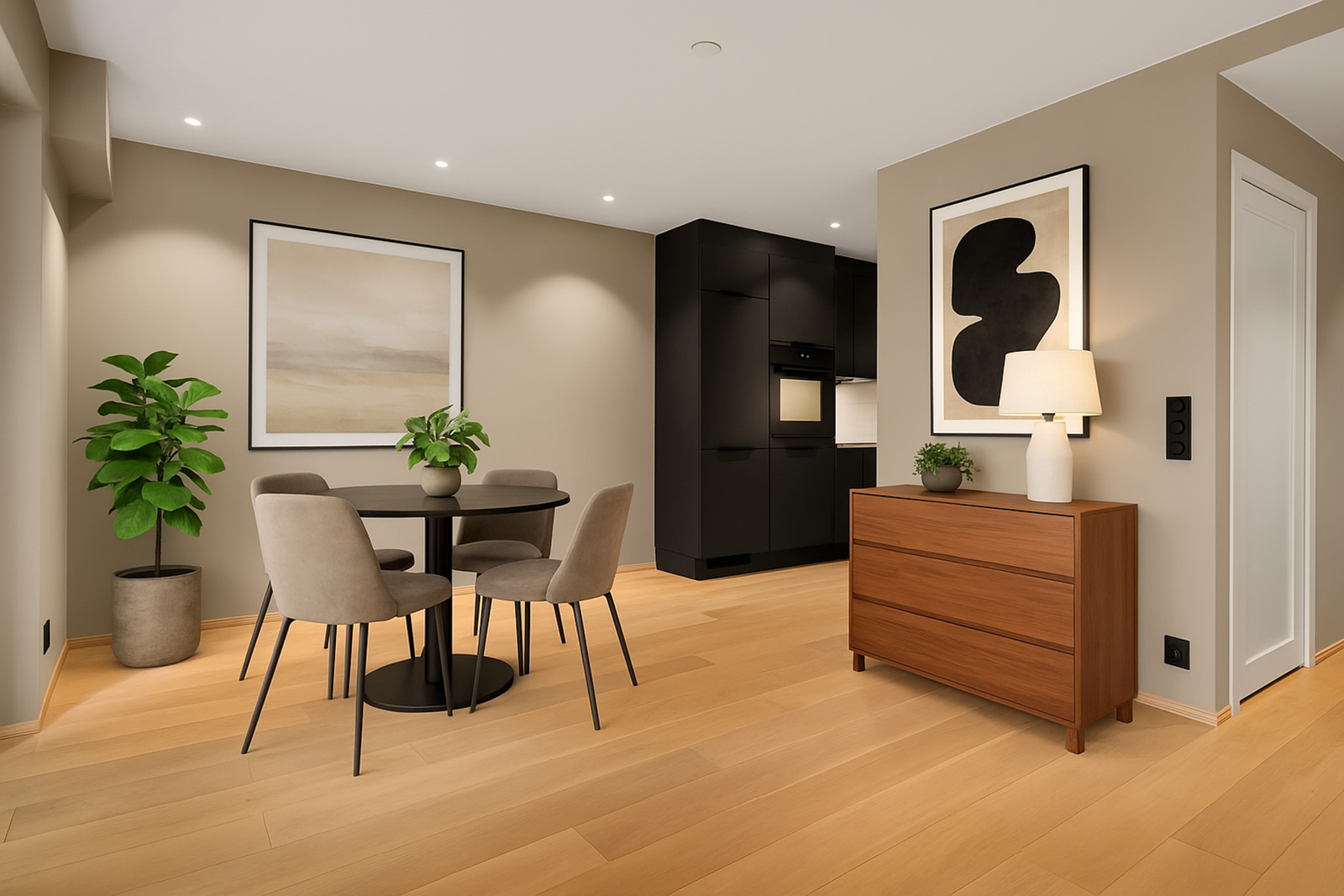 Bildet er digitalt møblert for å illustrere muligheter for møblering og innredning. Boligen selges som den fremstår på visning. Galleribilde