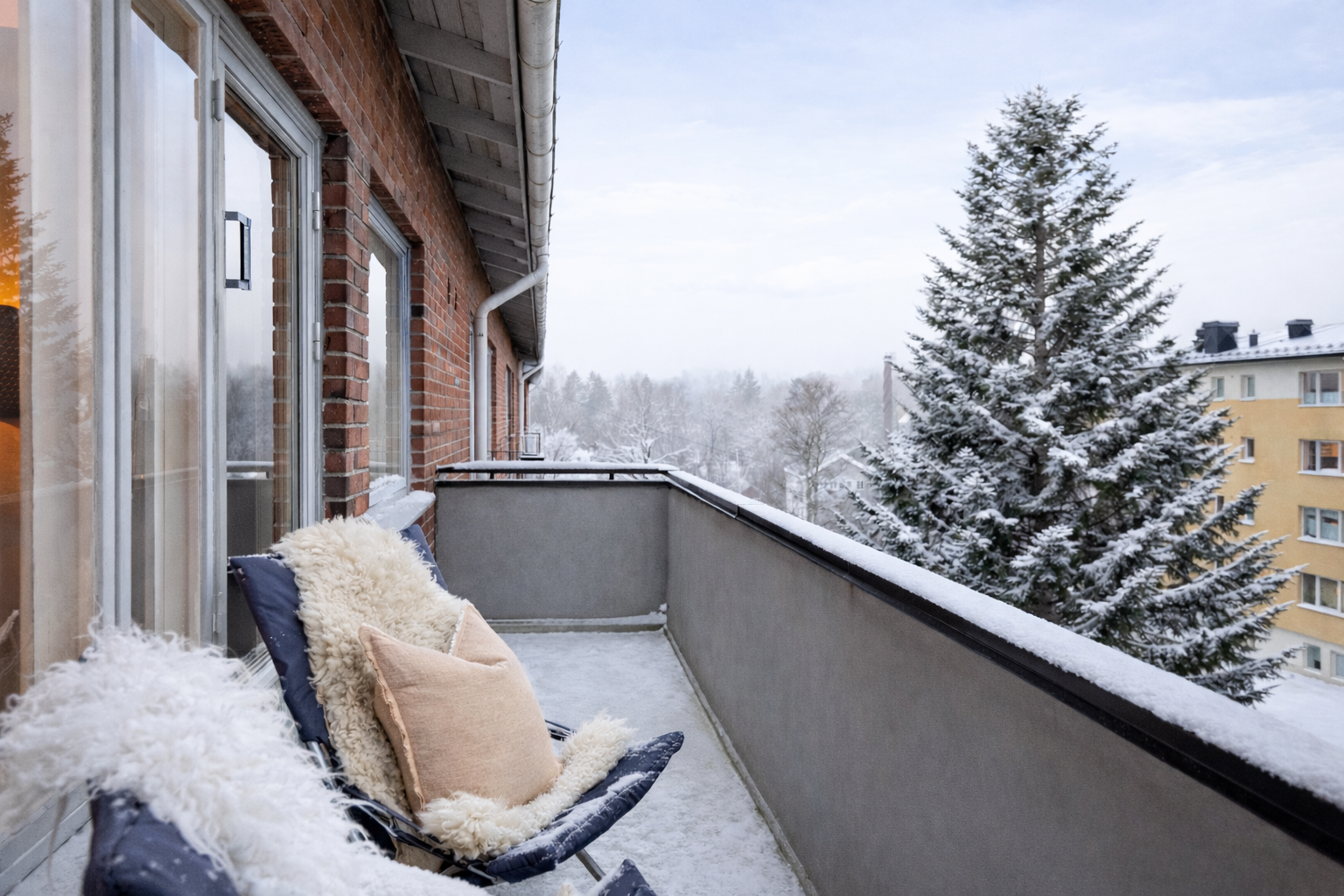 Romslig balkong med adkomst til stuen. Galleribilde