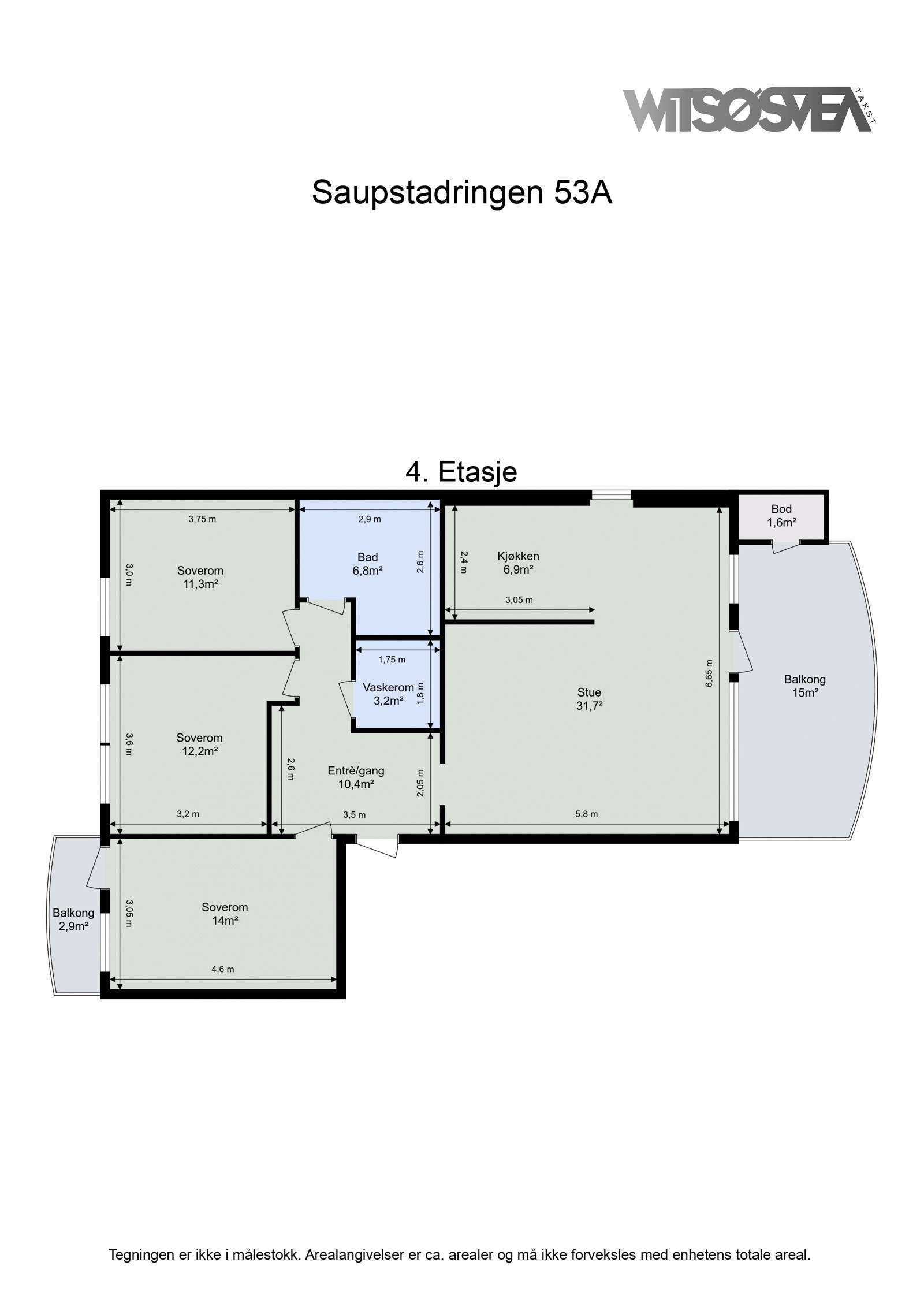 Planskisse målsatt av takstmann. Galleribilde