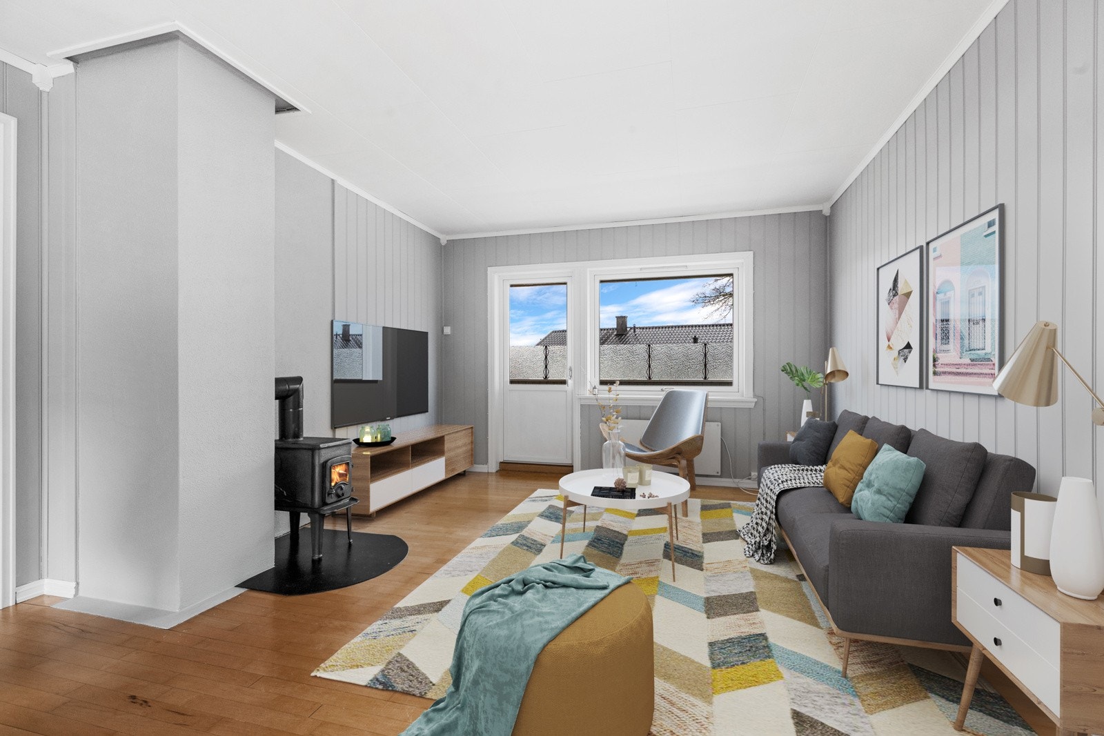 Hyggelig stue- bildet er digitalt produsert Galleribilde