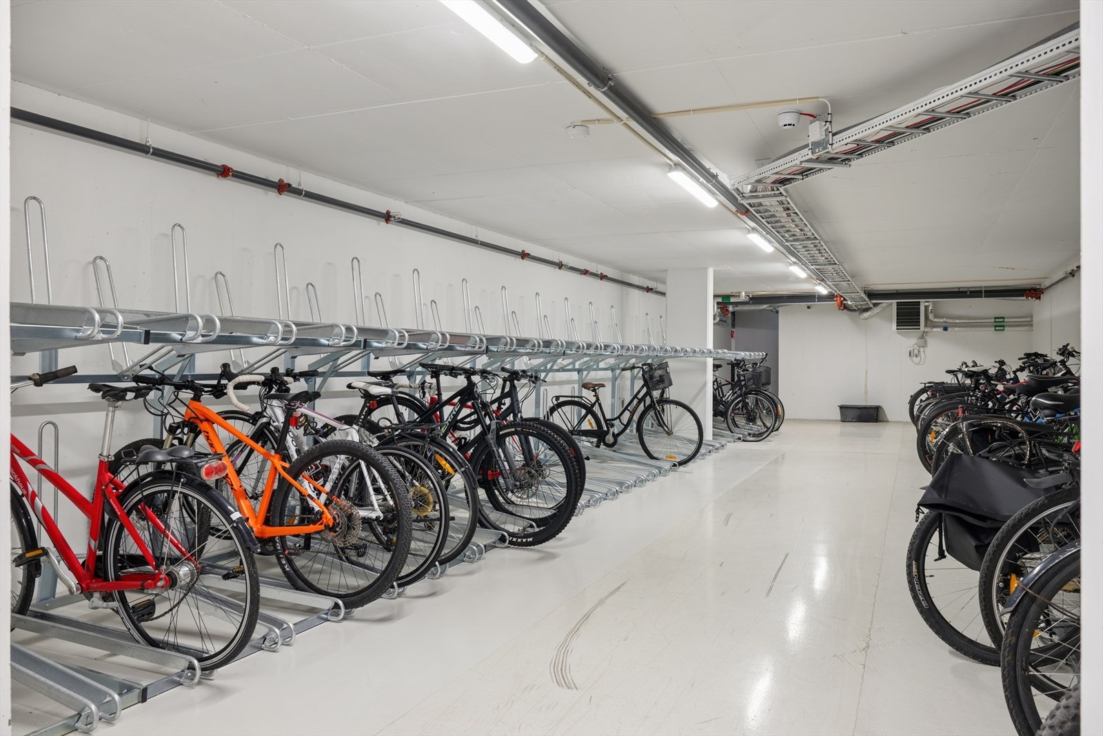 Felles sykkelparkering i bygget. Galleribilde