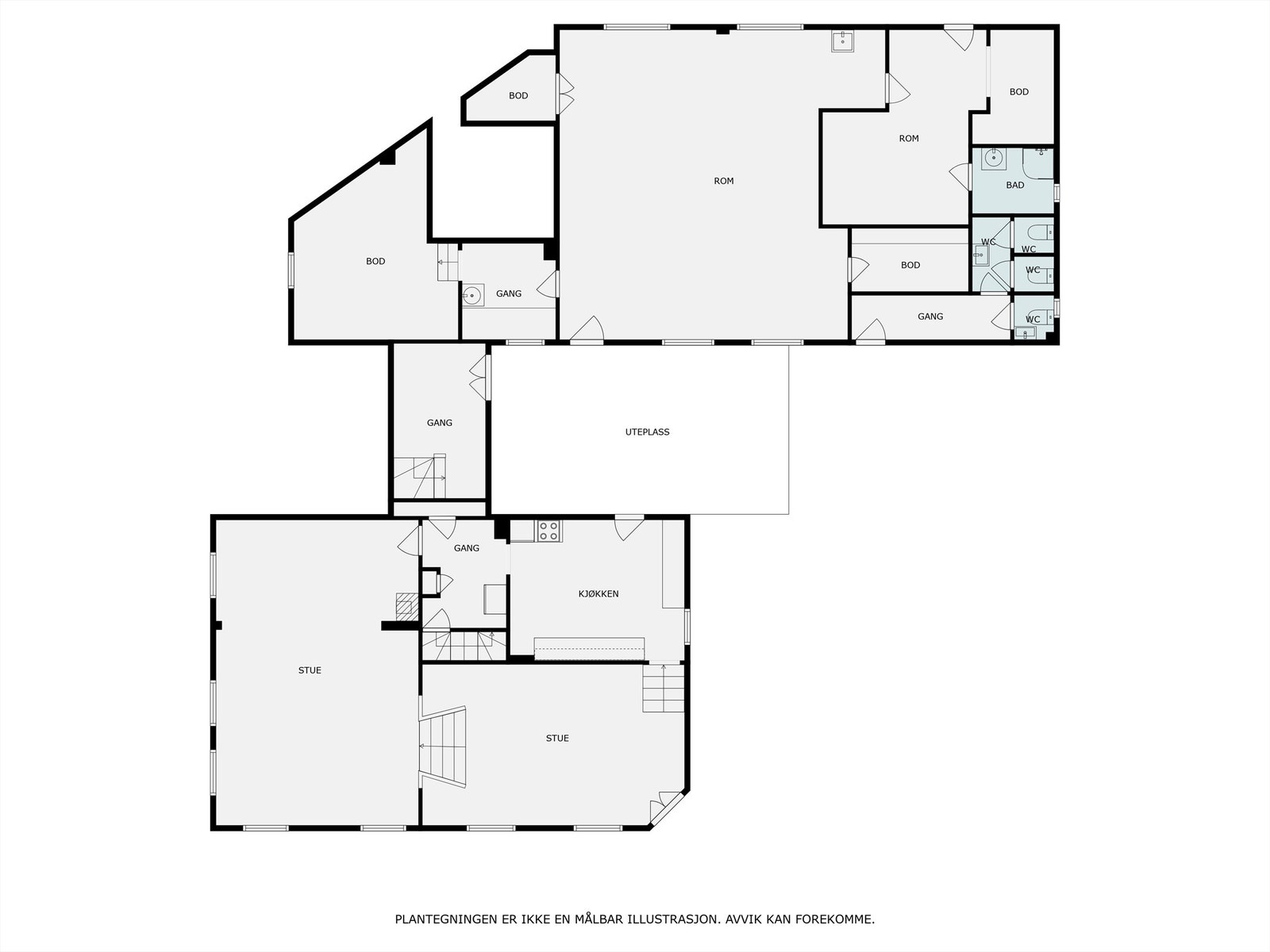 Plantegninger 1. etasje. Galleribilde