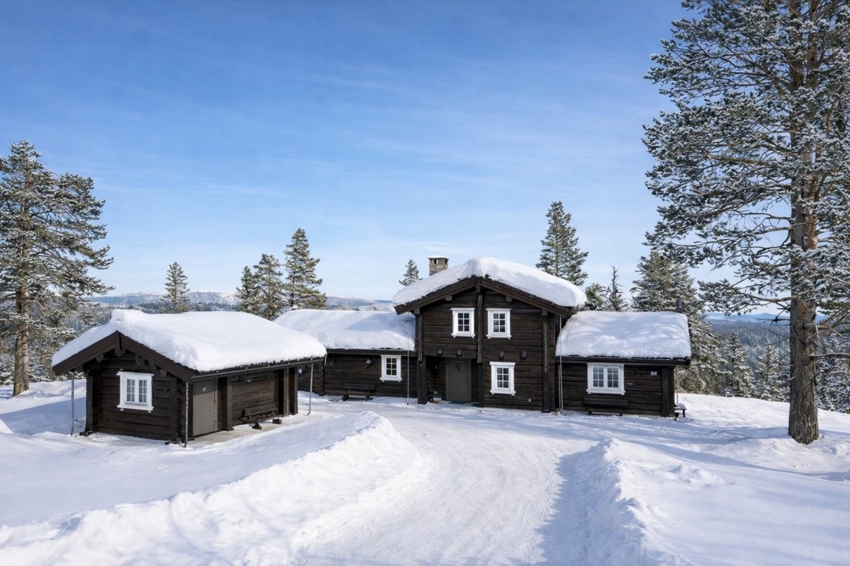 Hytta går over to etasjer og byr på fire soverom Galleribilde