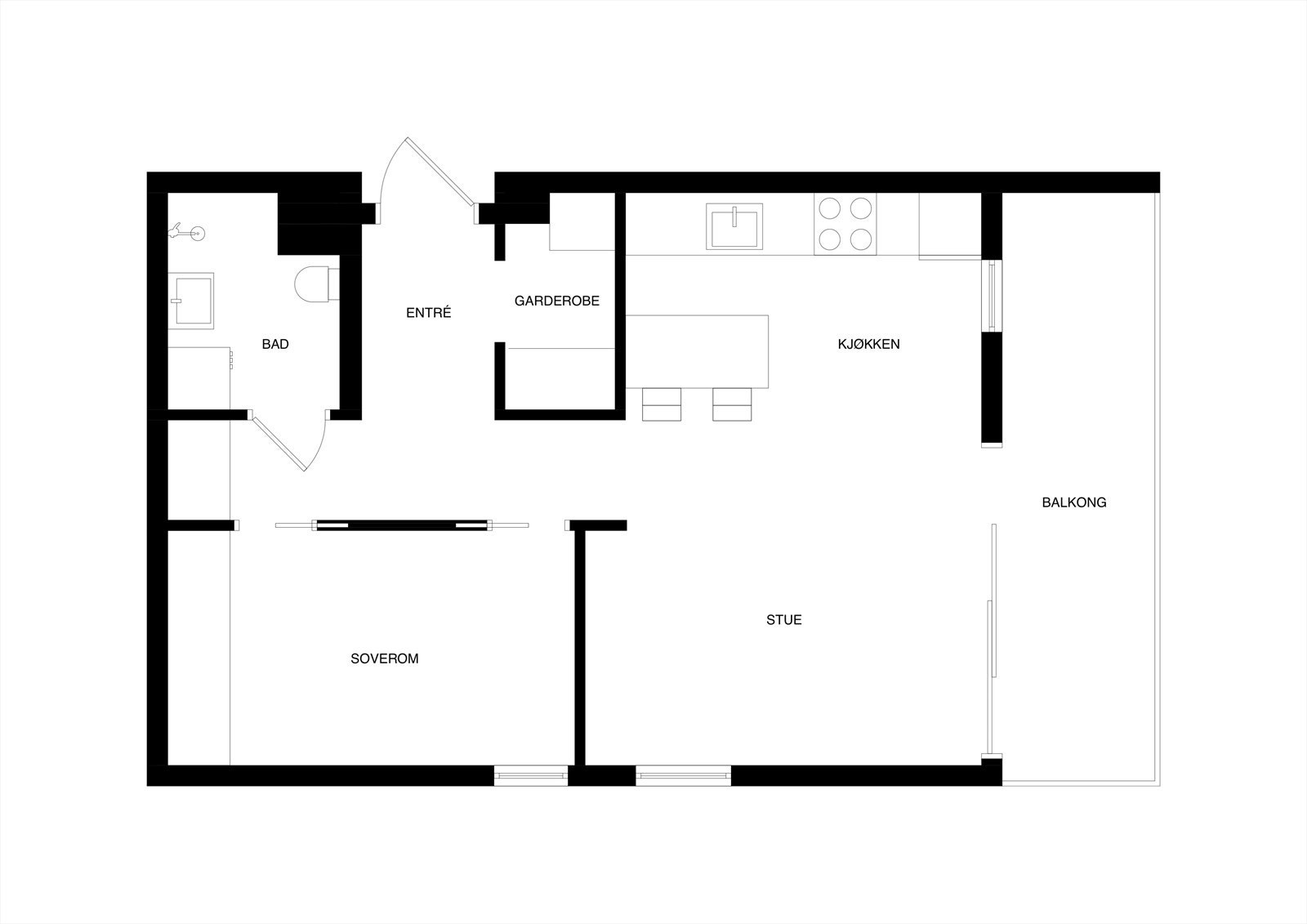 Planskisse. I tillegg medfølger det bod i mellometasje. Galleribilde