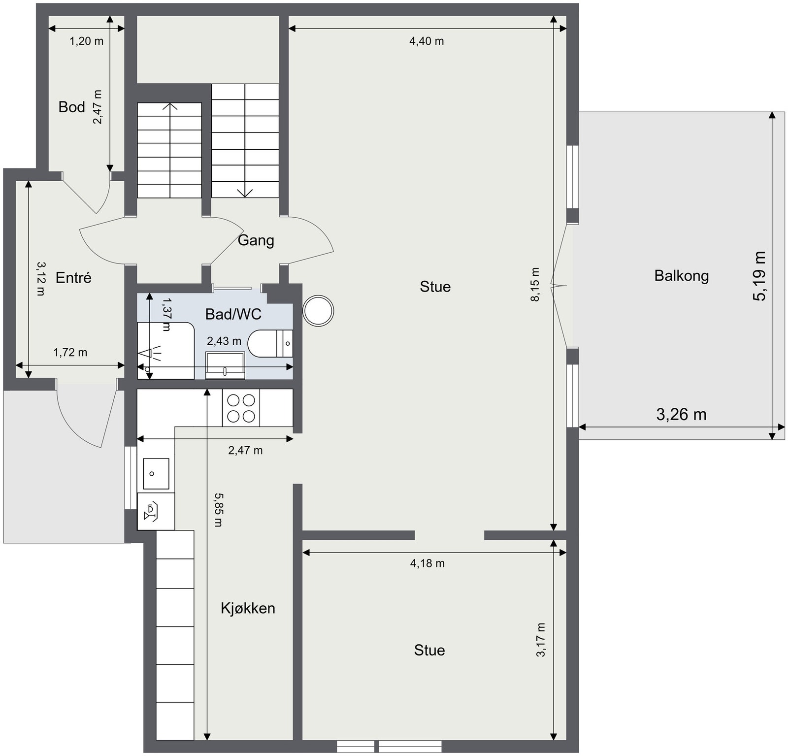 Plantegning - 1.Etasje. Galleribilde