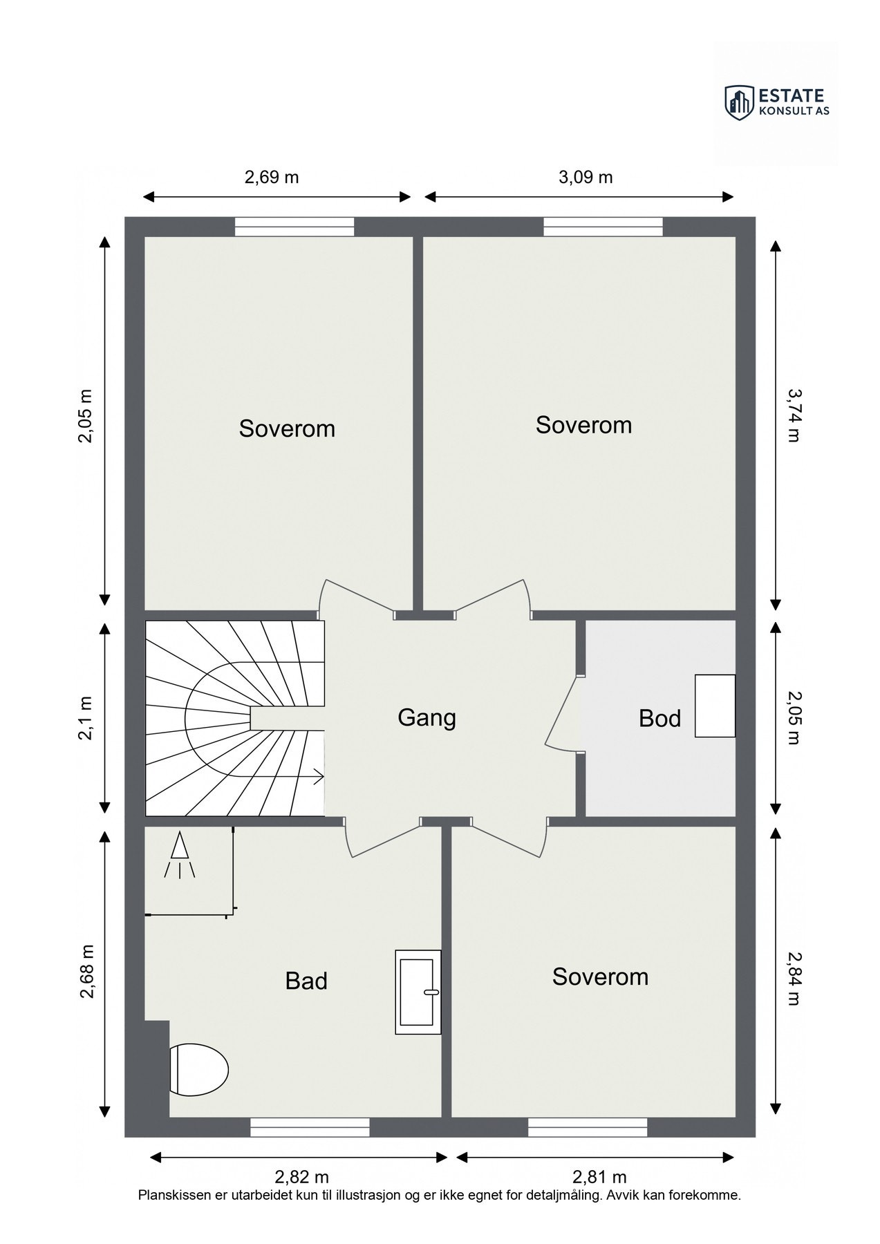 For en ekstra liten oversikt får du først se plantegningen over etasjen. Galleribilde
