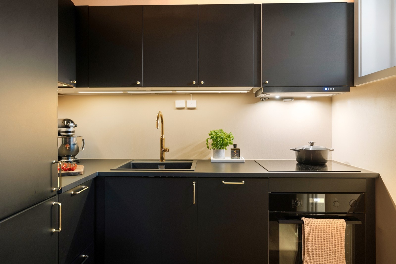 Kjøkkenet er meget godt utnyttet med både skap- og benkeplass til matlagingen. Galleribilde