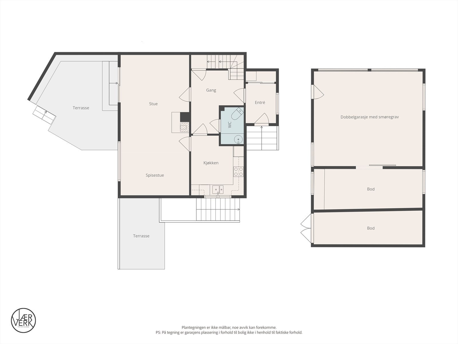 Plan 1 etasje og garasje Galleribilde