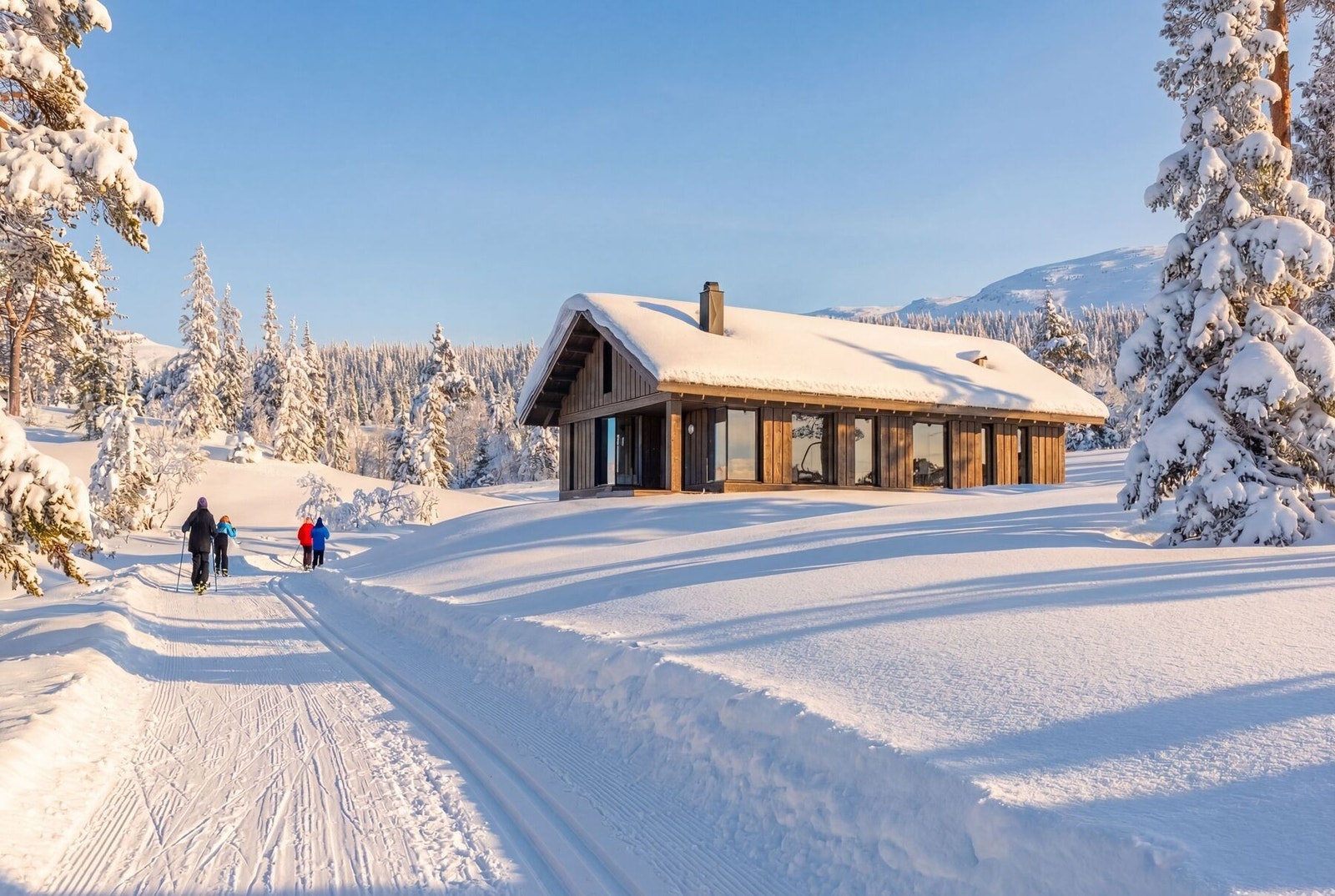 Illustrasjon hyttemodell Vy23ATH som er priset i annonsen. Bildet er i et annet miljø Galleribilde
