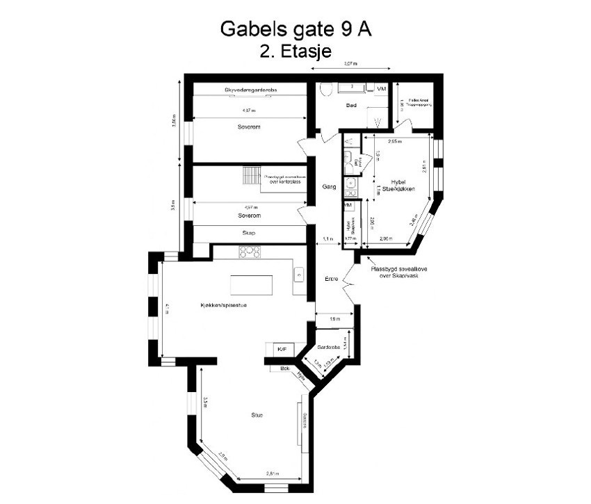 Planskisse over leiligheten Galleribilde