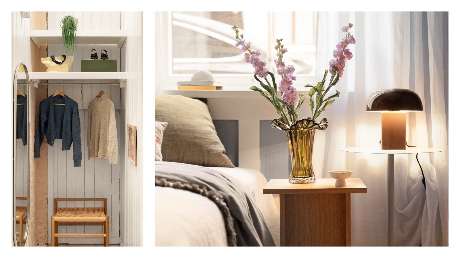 Detaljbilde som viser oppbevaring i mellomgangen og fra soverom II. Galleribilde