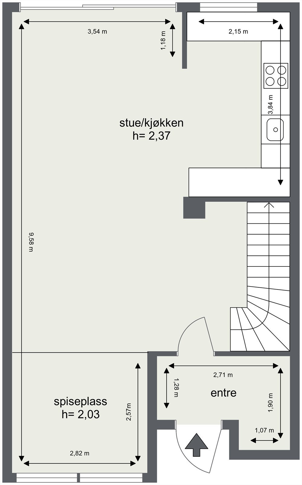 Plantegning 1. etasje Galleribilde