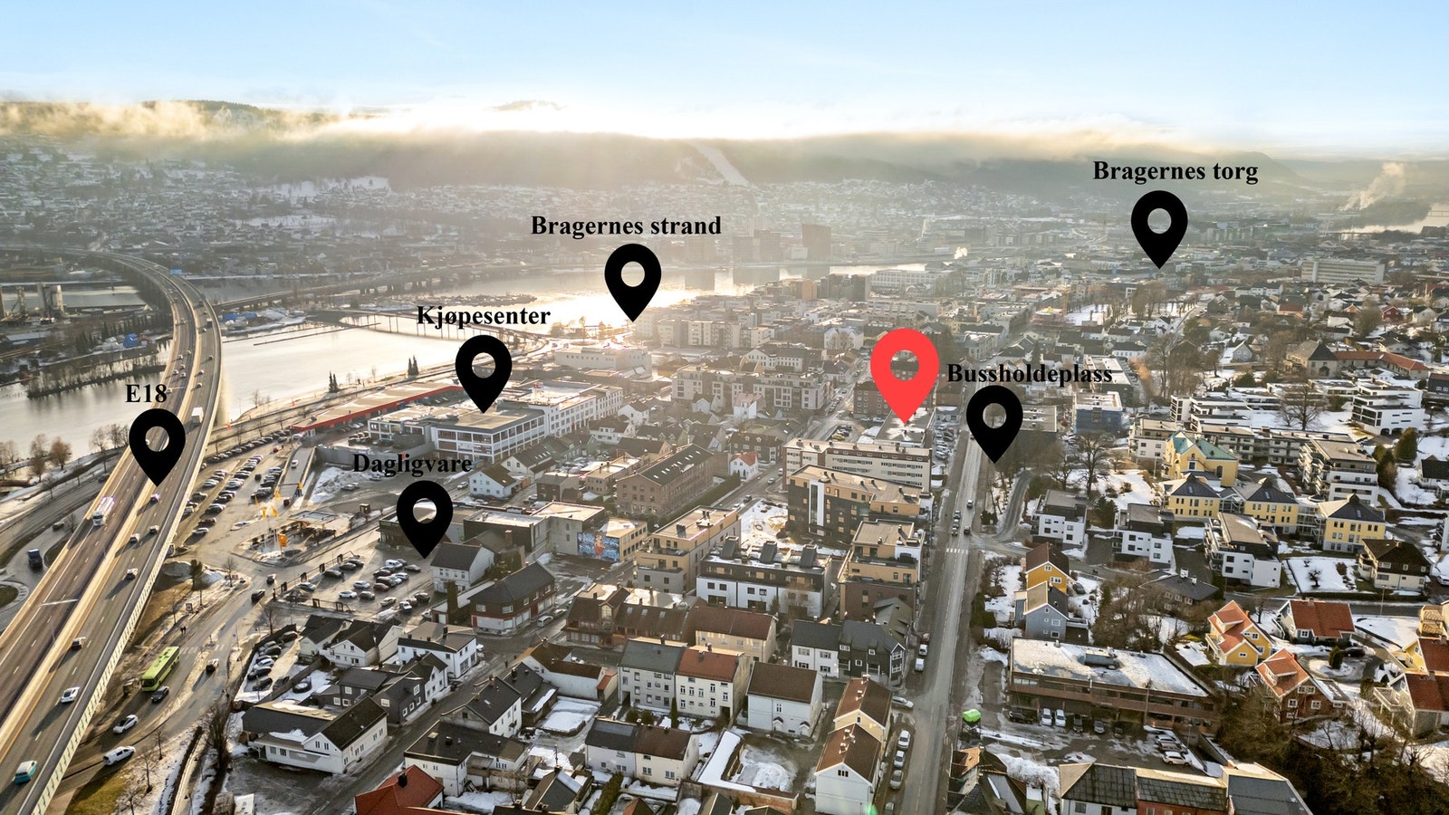 Meget sentral beliggenhet med gangavstand til treningssenter, kjøpesenter, dagligvare, bystranda mm Galleribilde