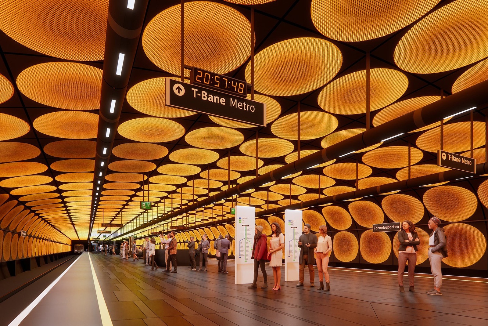 Illustrasjon av nye Fornebuporten t-banestasjon Galleribilde