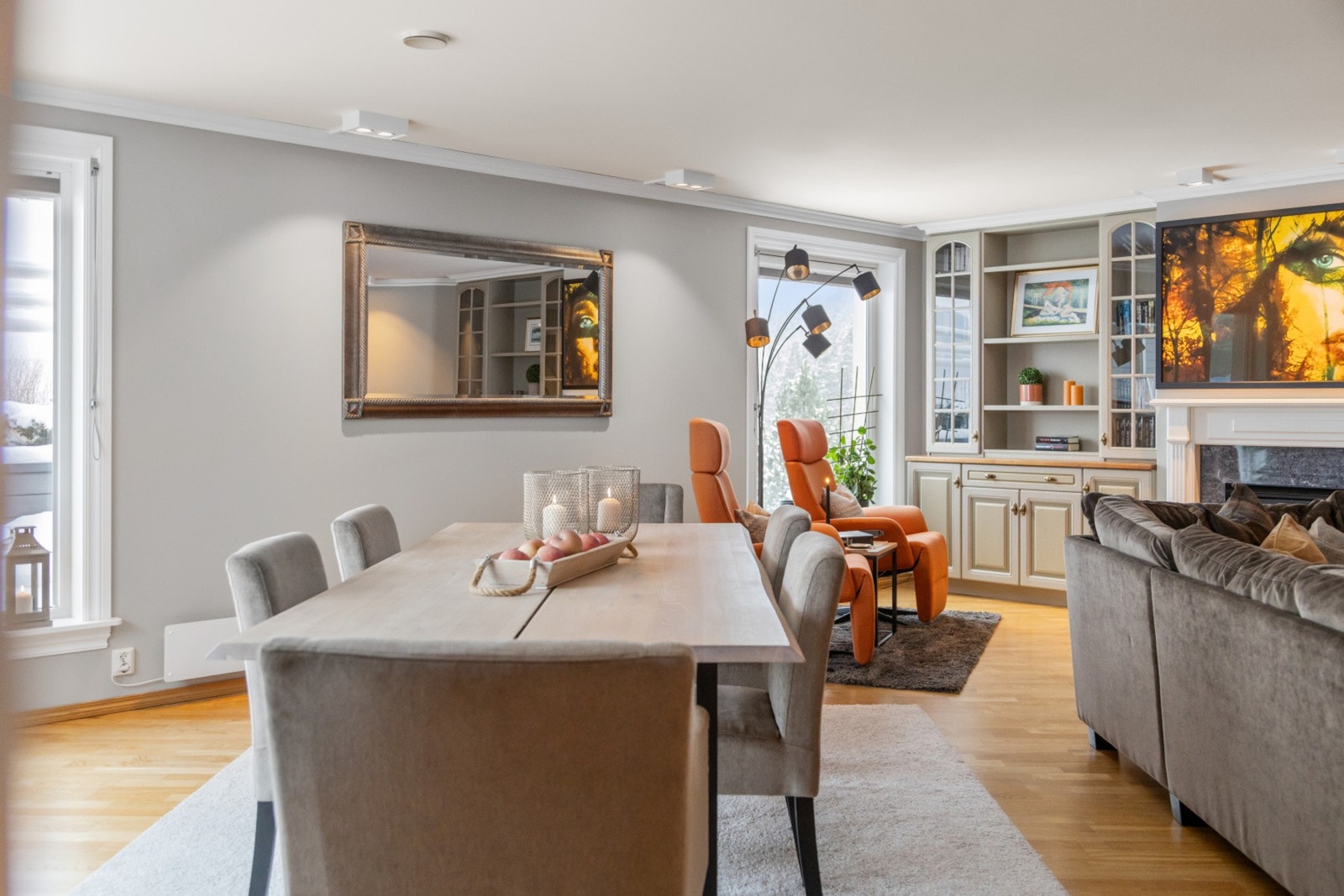 Stue med spisestue Galleribilde