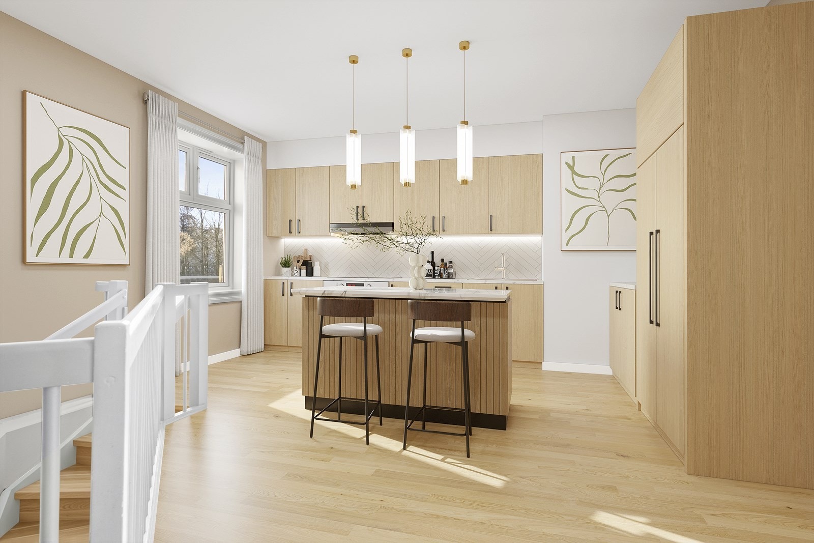 Virtuelt bilde som viser hvordan kjøkkenet kan bli - en inspirasjon til hvordan rommet kan se ut. Galleribilde