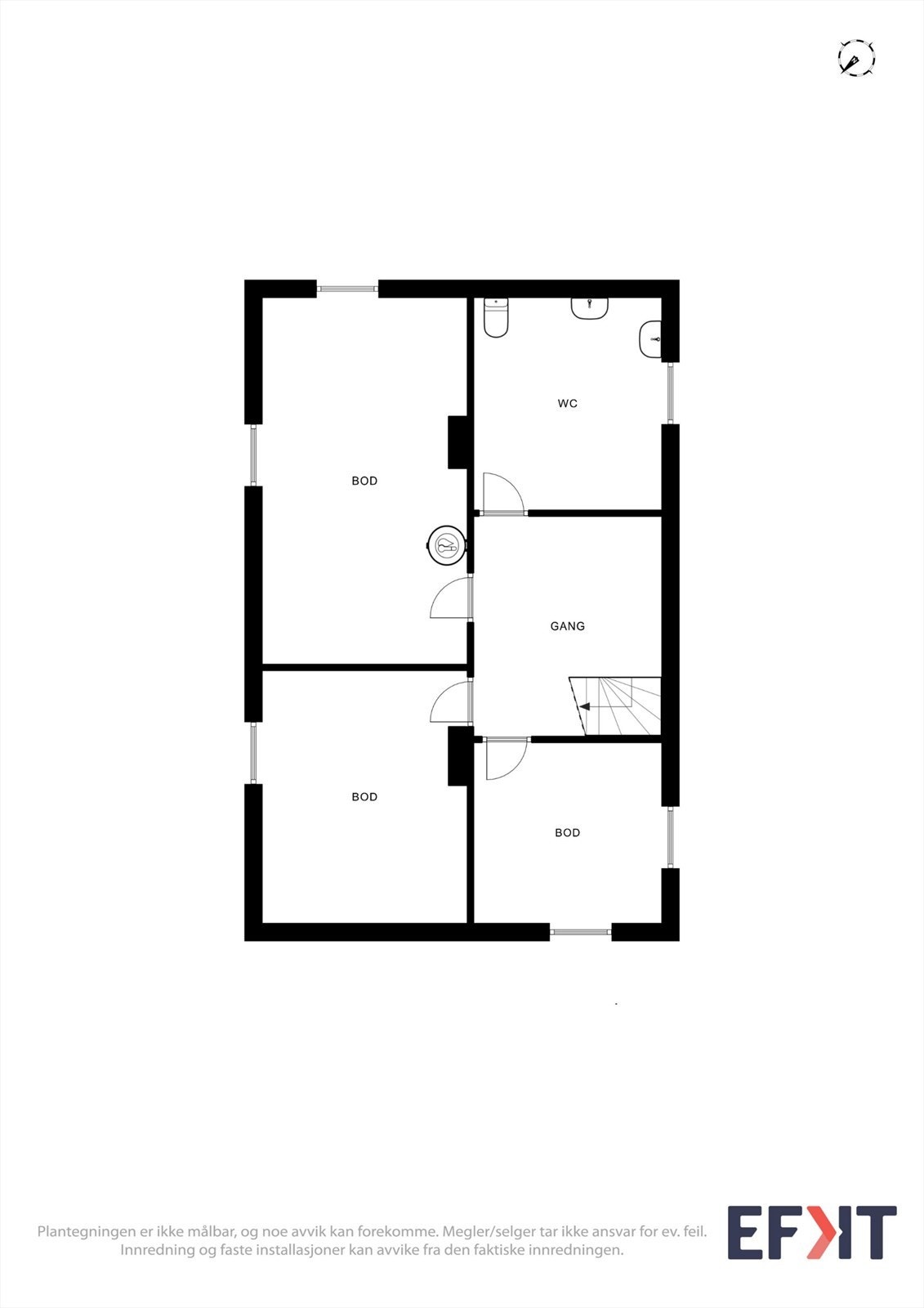 Kjelleren består av en gang og fire boder, som gir rikelig med lagringsplass. Galleribilde