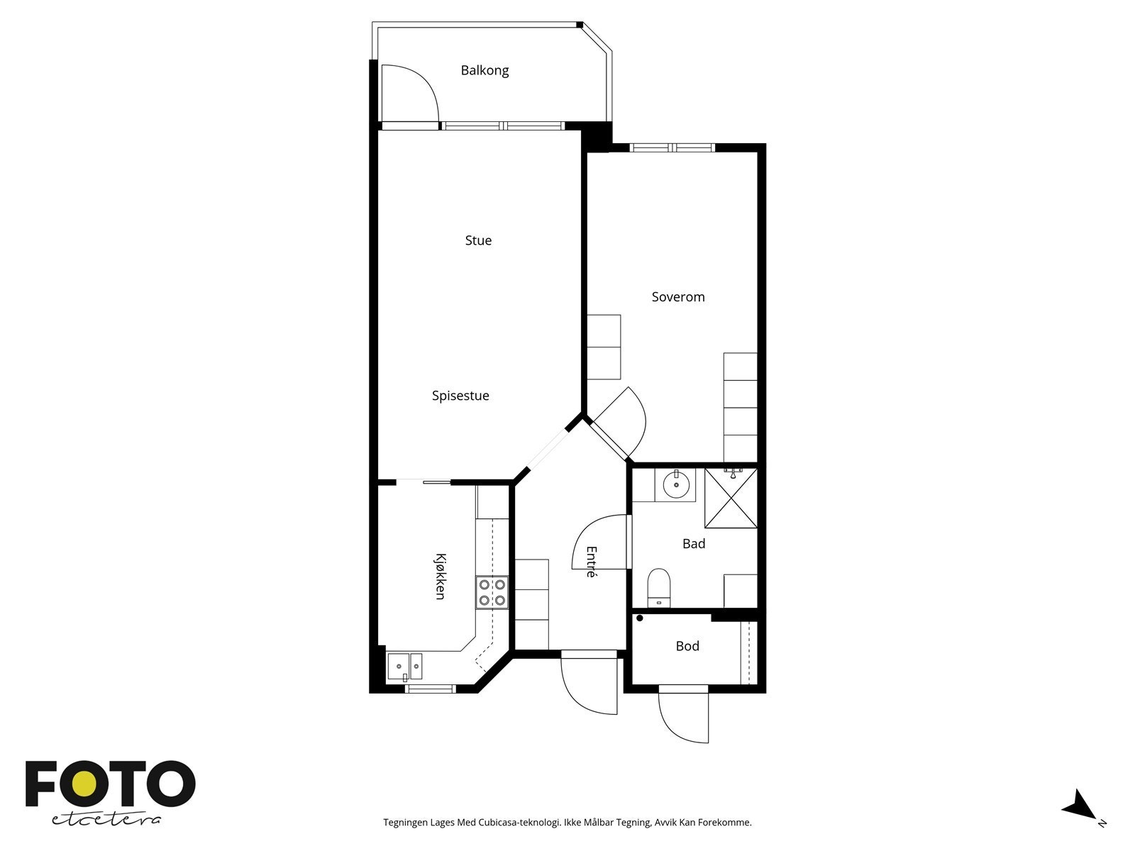 Planløsningen er arealeffektiv med entré, stue, kjøkken, bad og ett soverom. Galleribilde